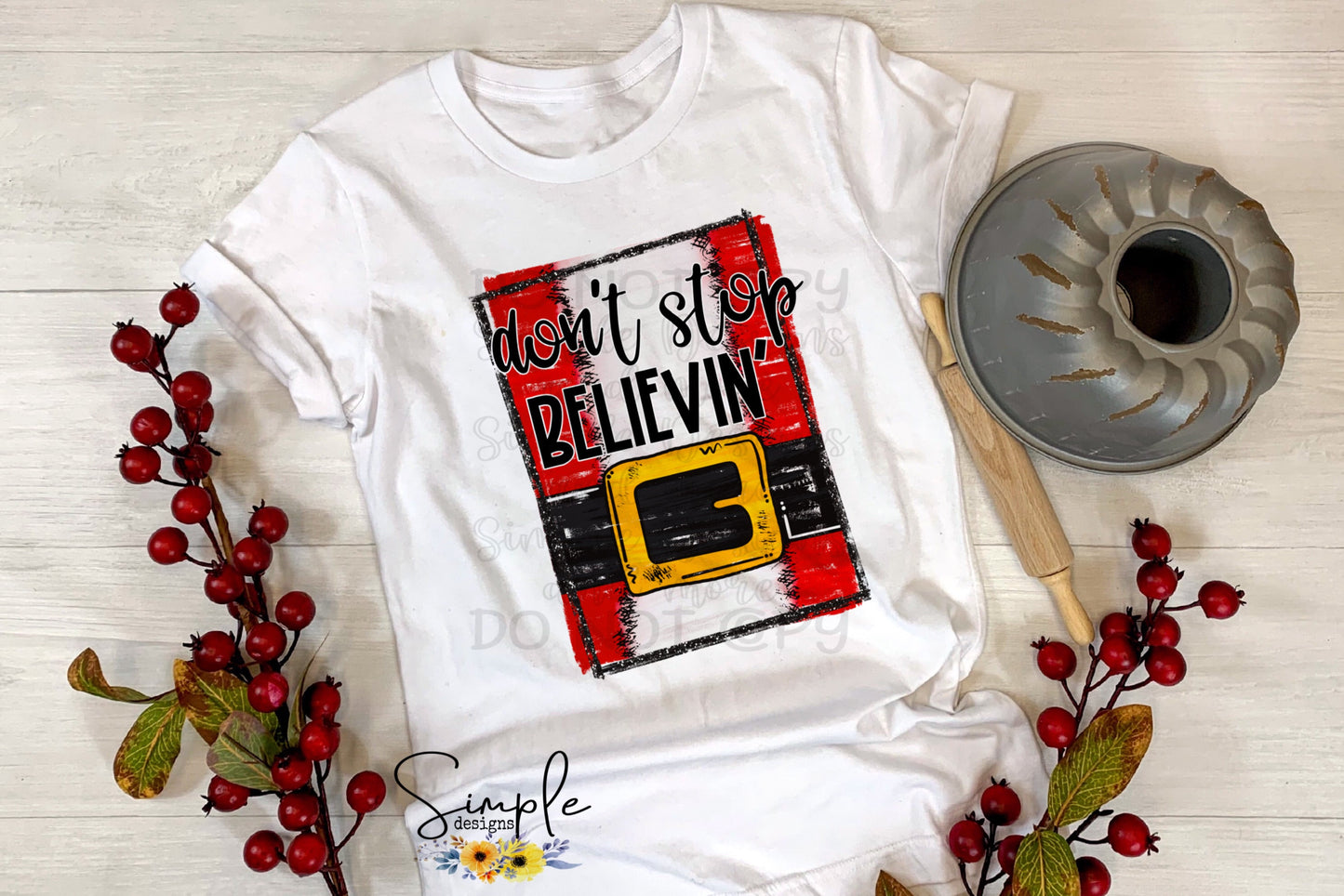 Don’t Stop Believe Santa Belt Sublimation Heat Transfer Sheet
