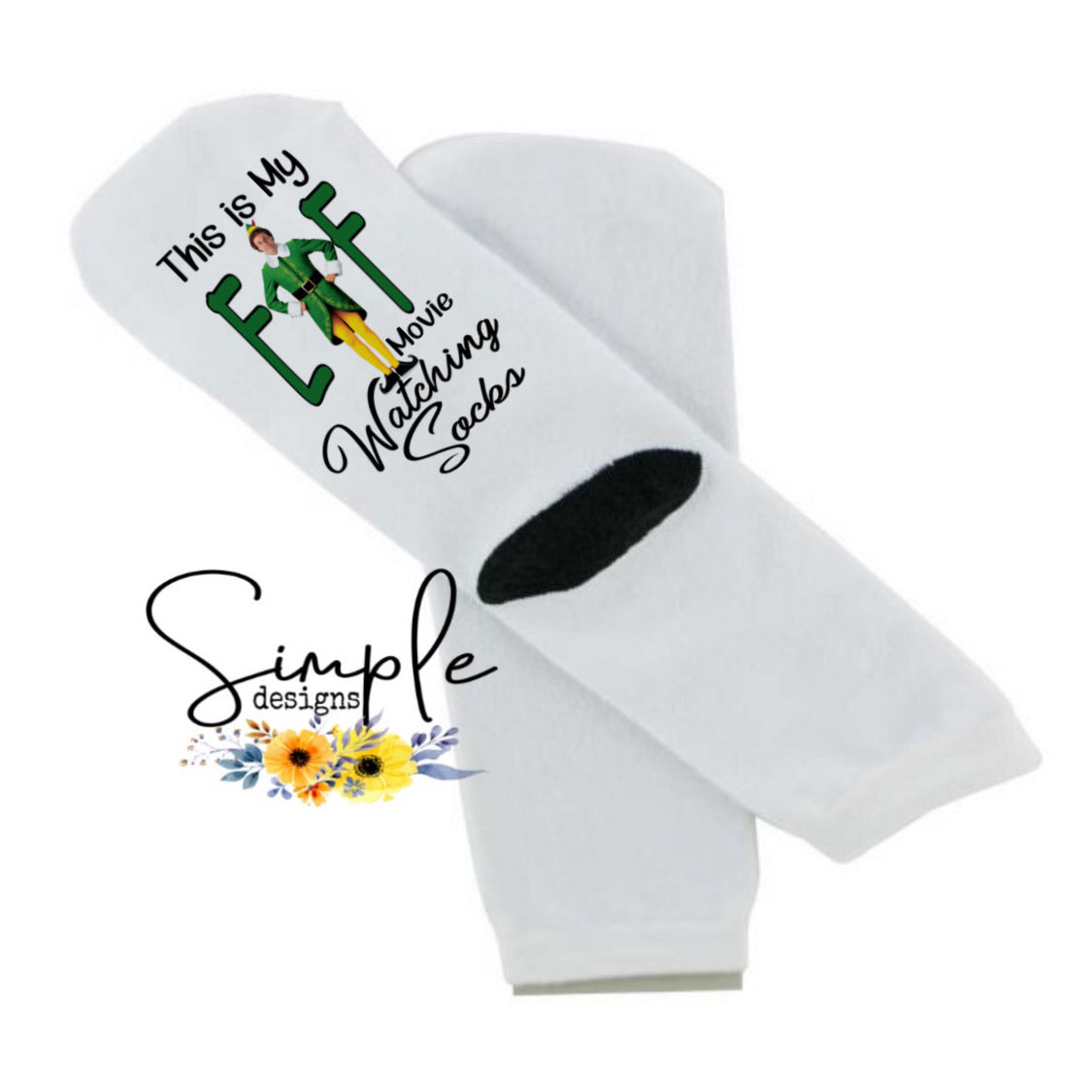 Elf Watching Socks Christmas Sublimation Heat Transfer Sheet