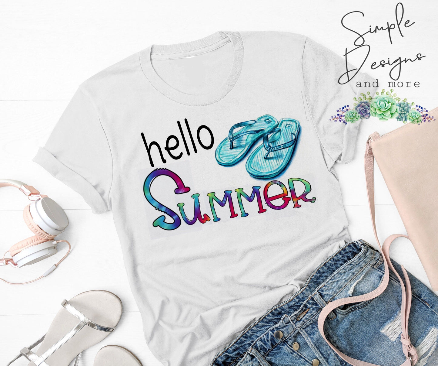 Hello Summer Flip Flop Sublimation Heat Transfer Sheet