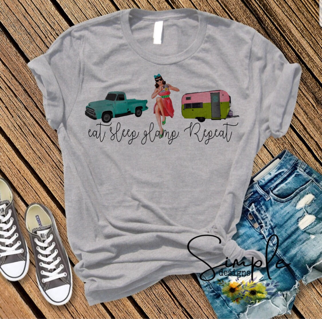 Eat Sleep Glamp Repeat Sublimation Heat Transfer Sheets