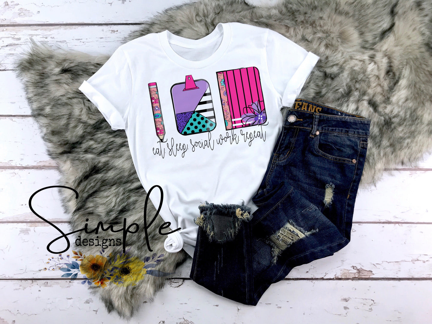 Eat Sleep Social Work Repeat Sublimation Heat Transfer Sheets