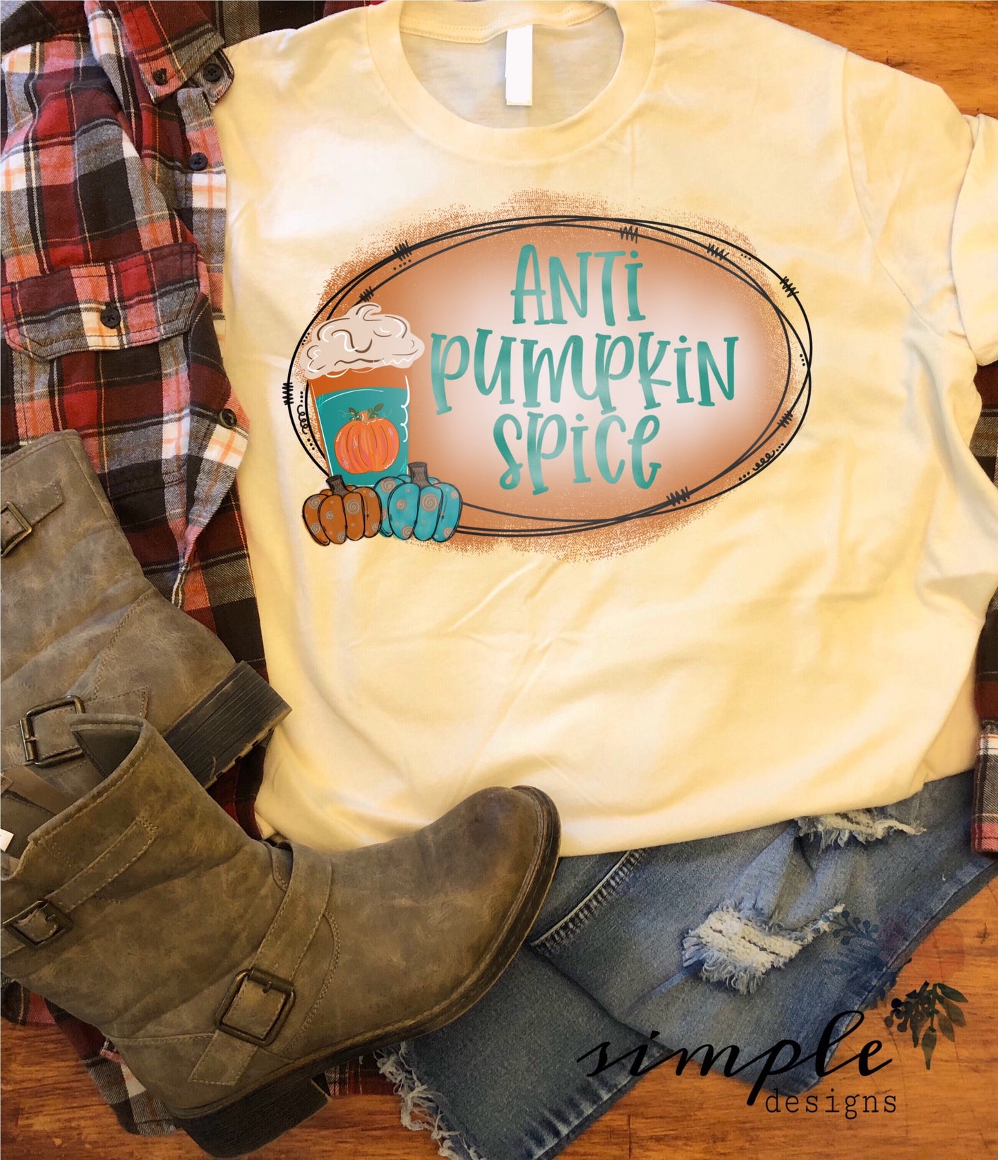 Anti Pumpkin Spice Teal Writing Sublimation Heat Transfer Sheet