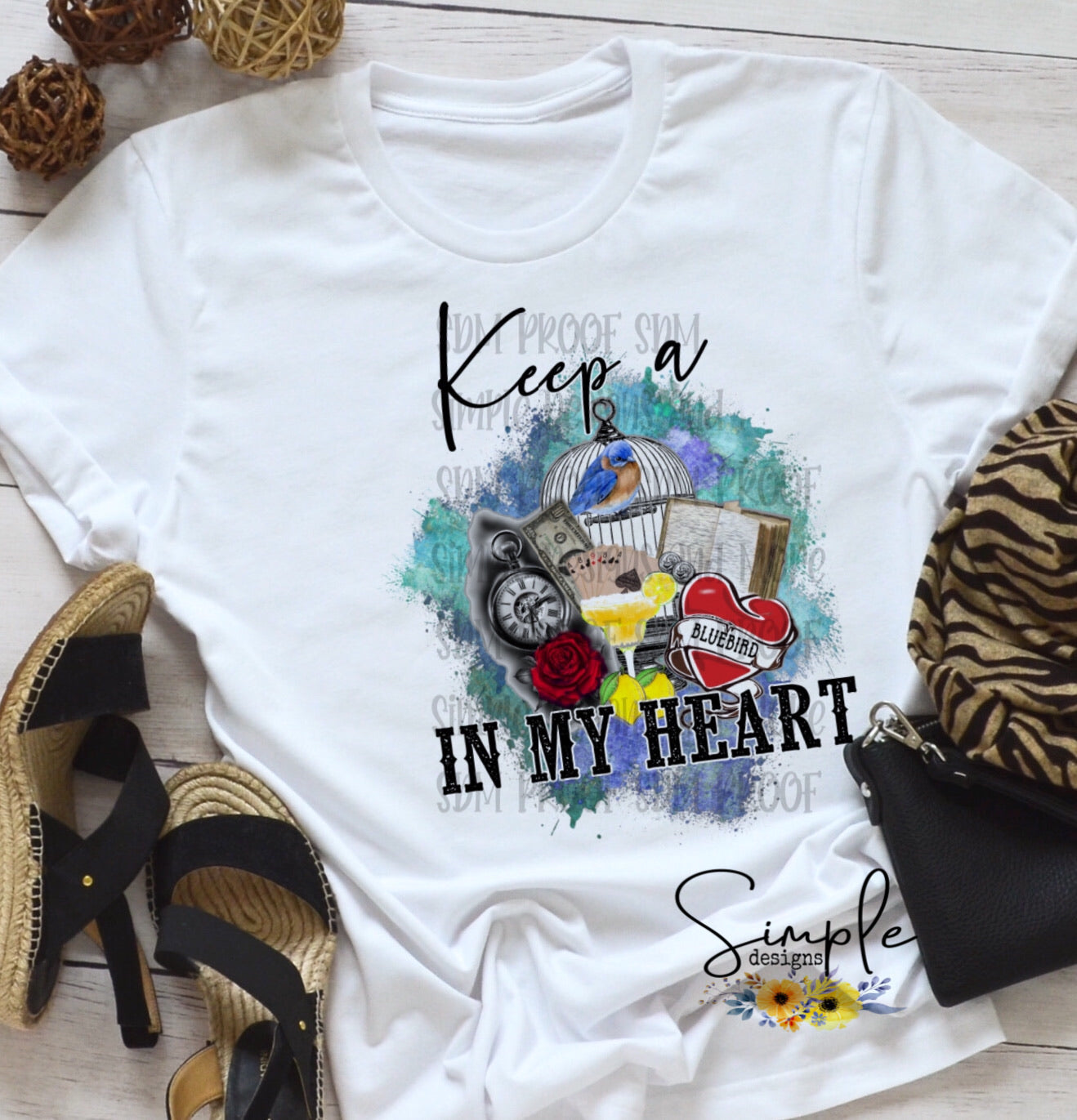 Keep a Bluebird in My Heart Music Sublimation Heat Transfer Sheets