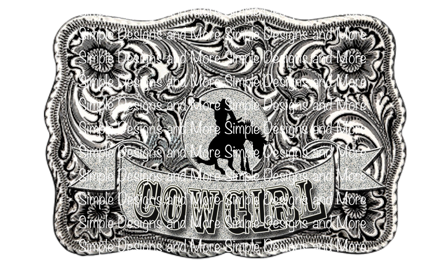 Cowgirl Buckle No Flowers Sublimation Heat Transfer Sheet