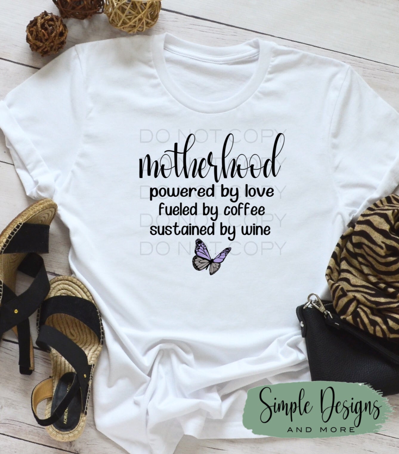 Motherhood Powered By Love, Fueled By Coffee, Sustained By Wine Sublimation Heat Transfer Sheet