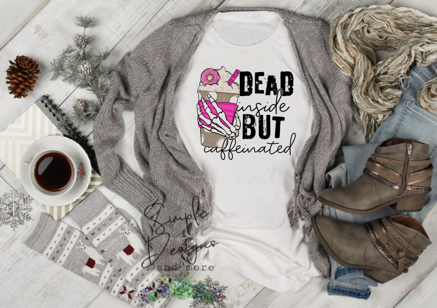Dead inside But Caffeinated Pink Sublimation Heat Transfer Sheets