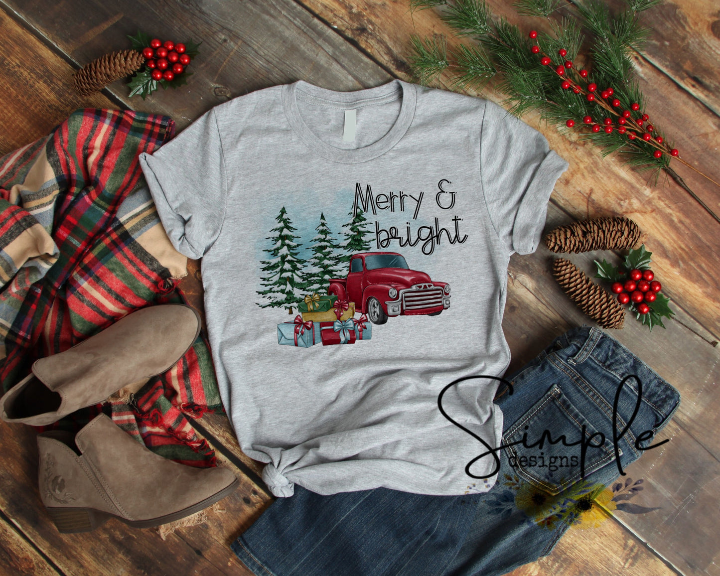 Red Truck Merry and Bright Sublimation Heat Transfer Sheet