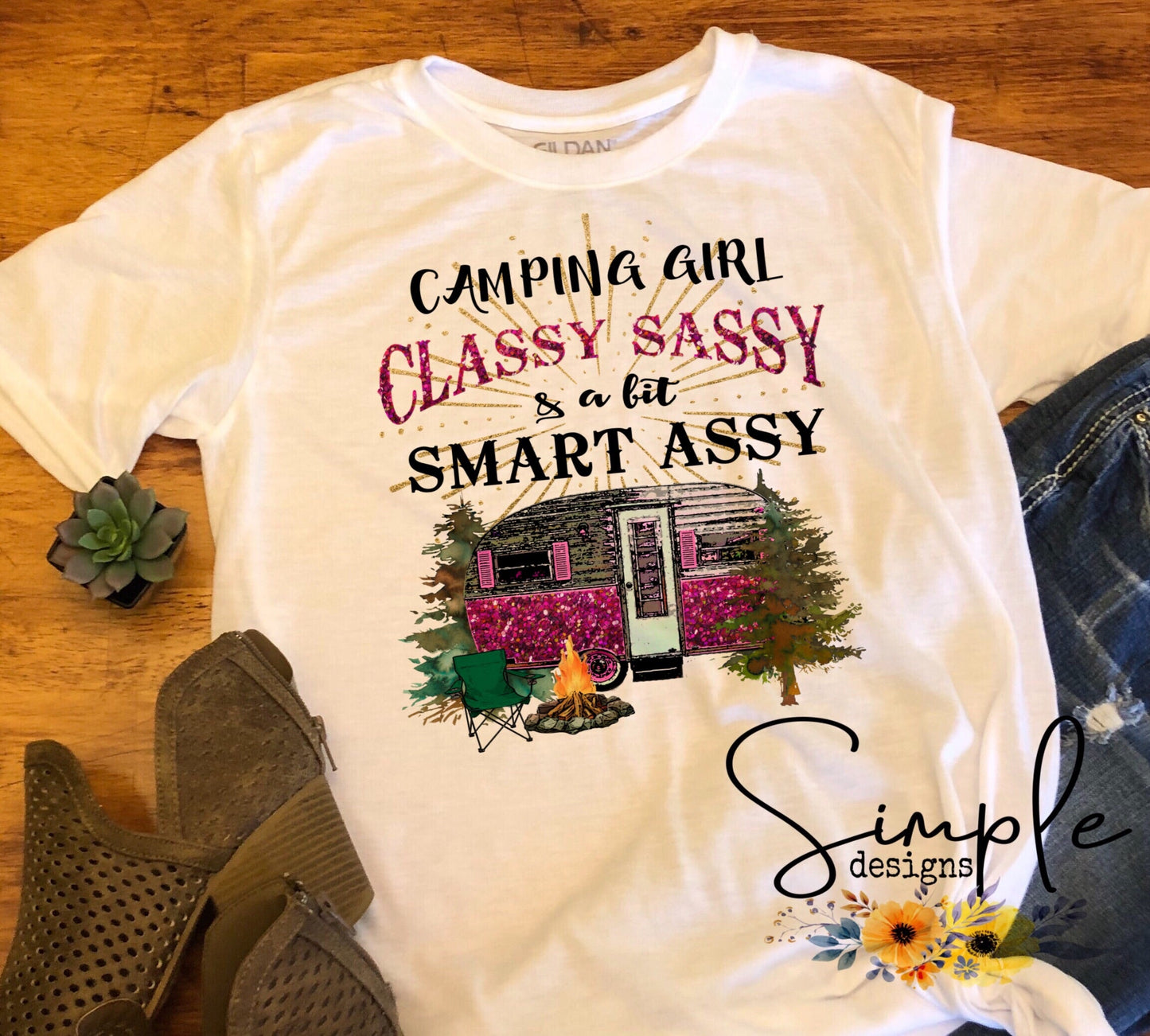 Camping Classy Sassy a Lil Smart Assy Sublimation Heat Transfer Sheet