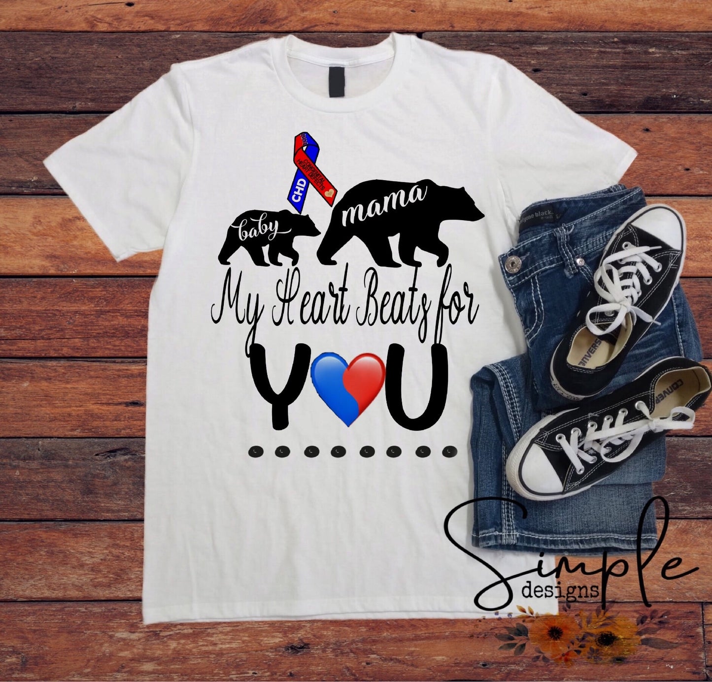 CHD My Heart Beats for You Awareness Heat Transfer Sheet