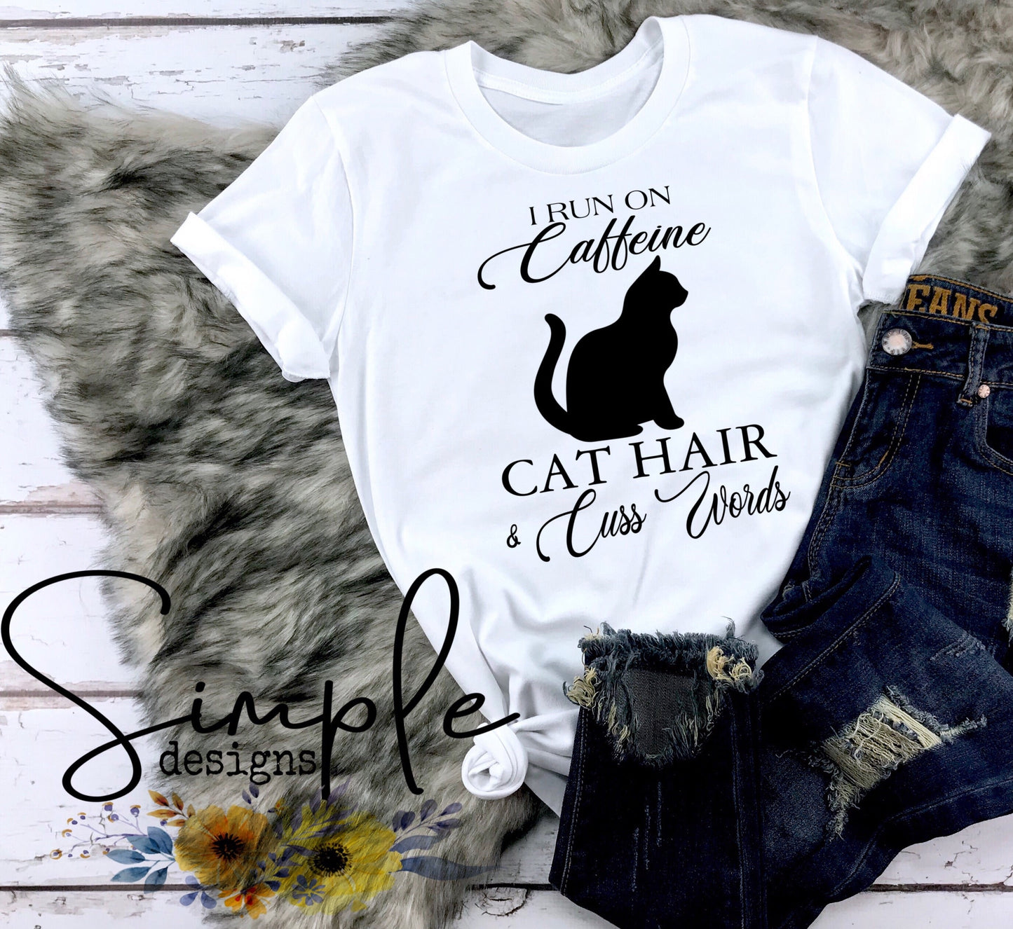 I Run On Caffeine Cat Hair and Cuss Words Sublimation Heat Transfer Sheet