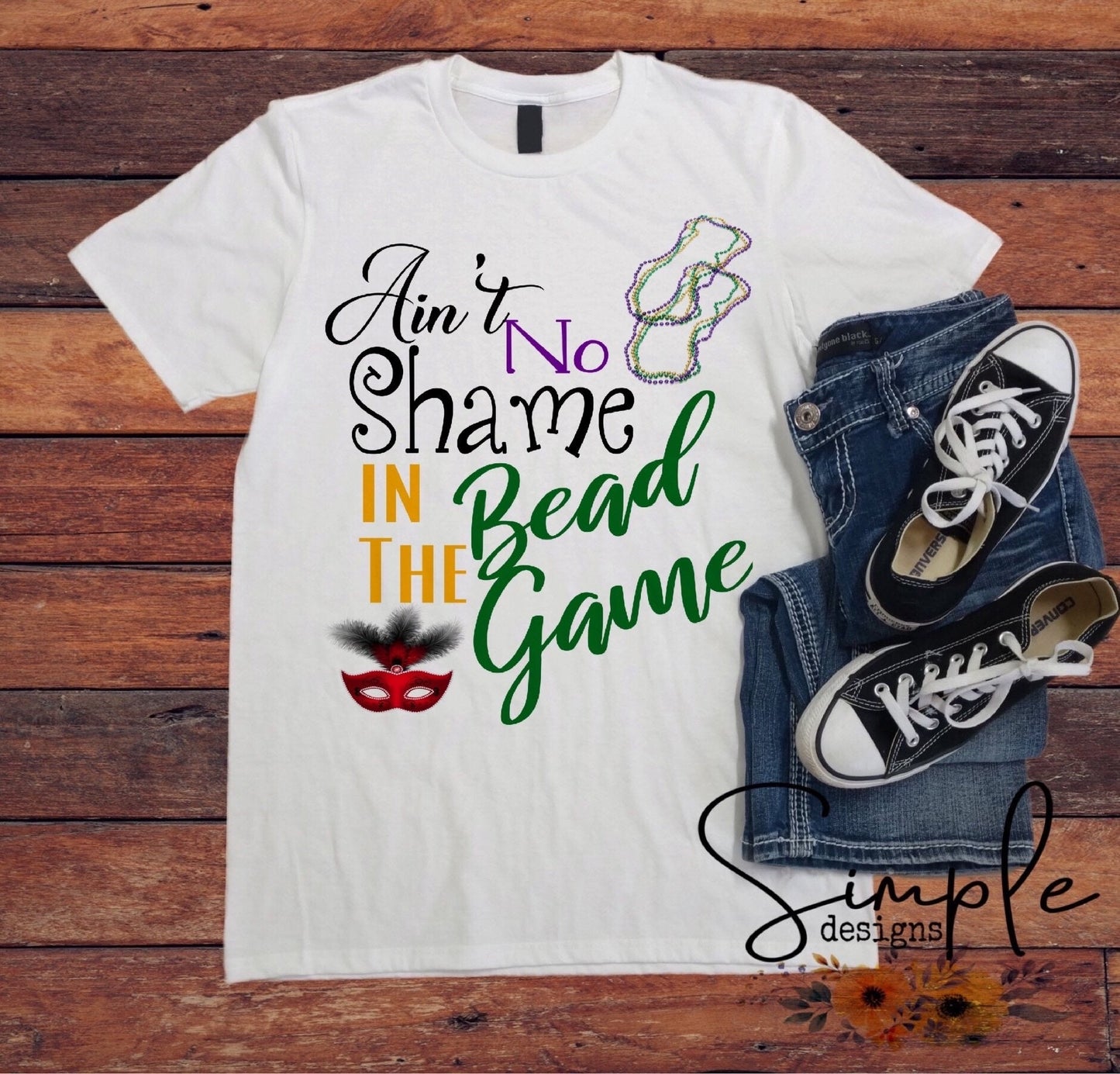 Aint No Shame in the Bead Game Mardi Gras Sublimation Heat Transfer Sheets