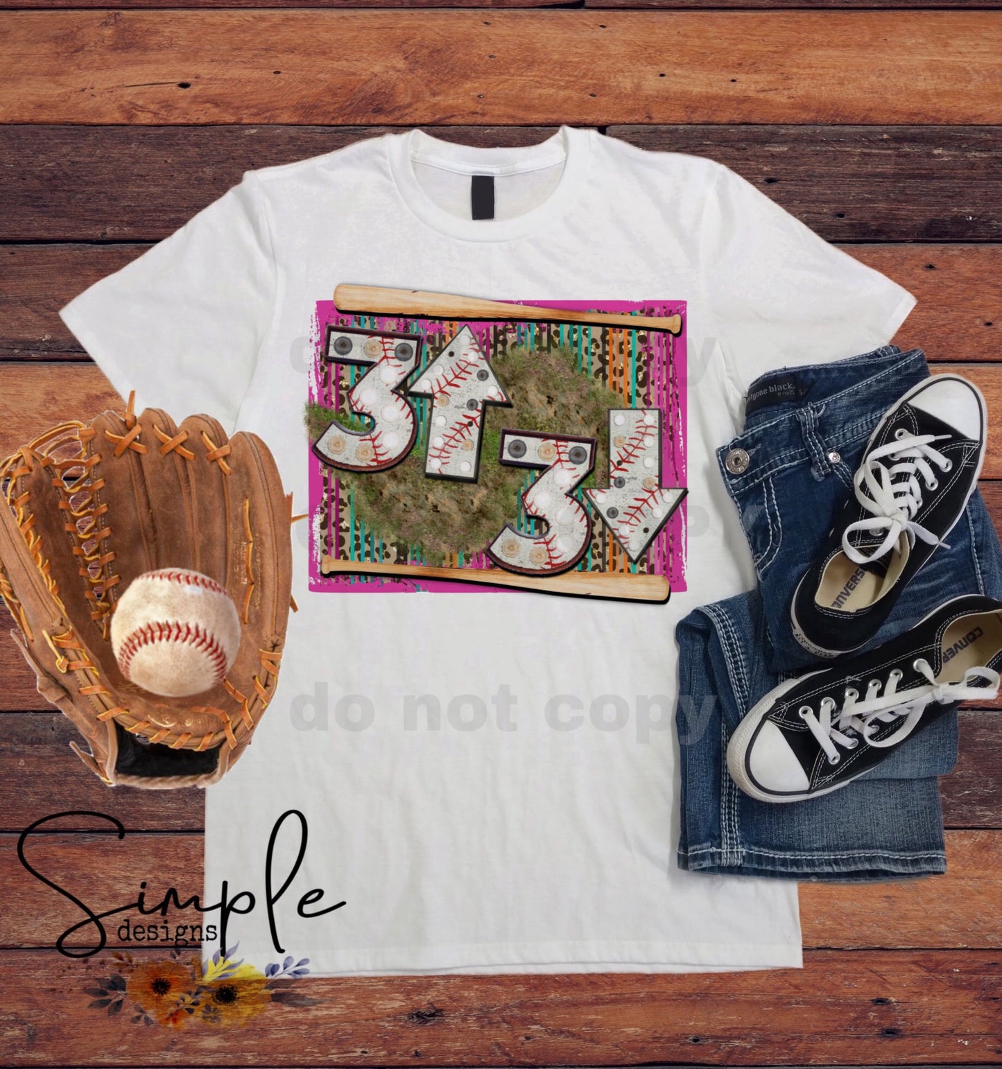 Baseball 3 up 3 Down Sports Sublimation Heat Transfer Sheet