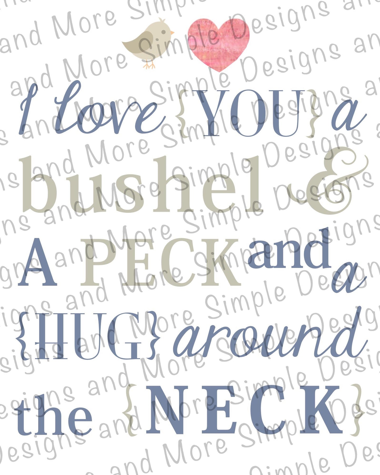 I Love You a Bushel and a Peck Valentine’s Day Sublimation Heat Transfer Sheets