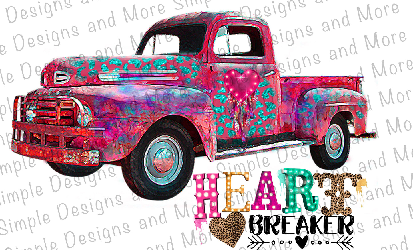 Truck Heart Breaker Valentine’s Day Sublimation Heat Transfer Sheets
