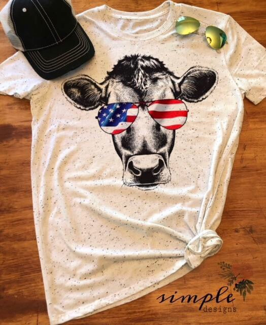Patriotic Sunglasses Cow Sublimation Heat Transfer Sheet
