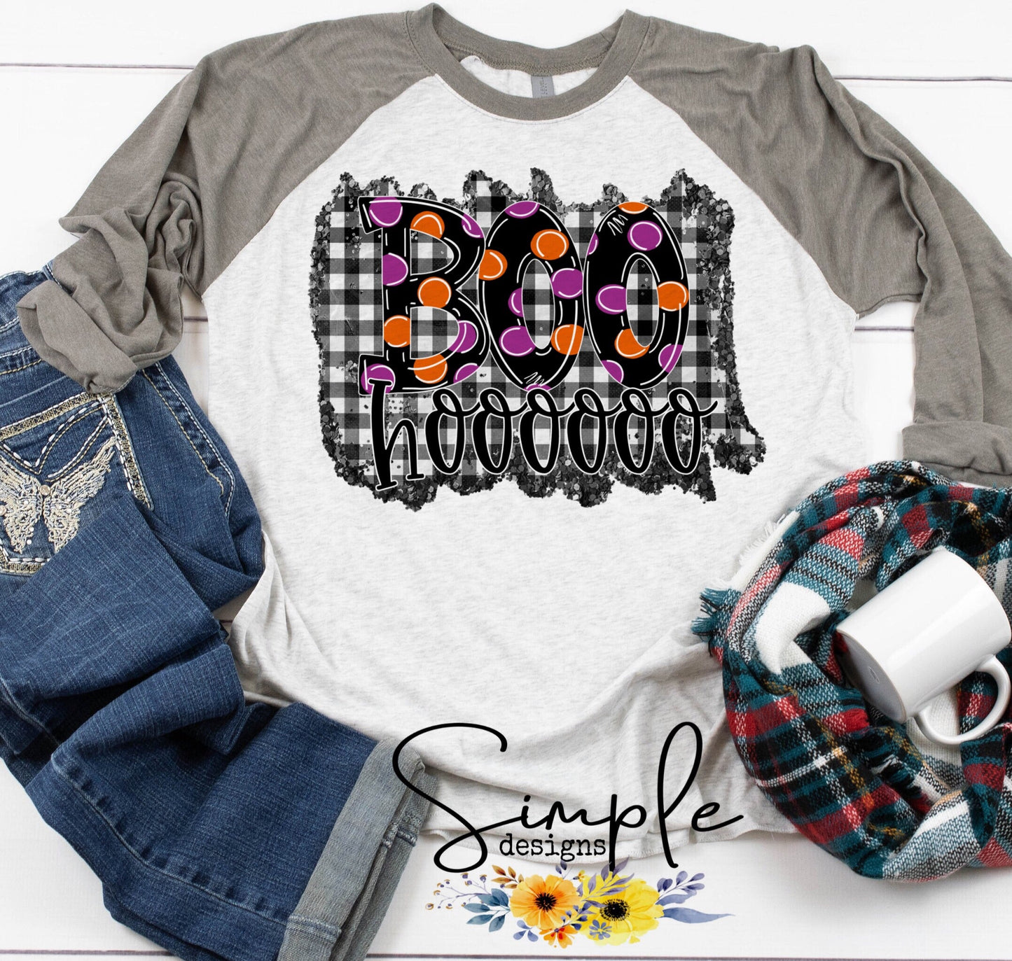 Boo Hoo Plaid and Polka Dots Sublimation Heat Transfer Sheet