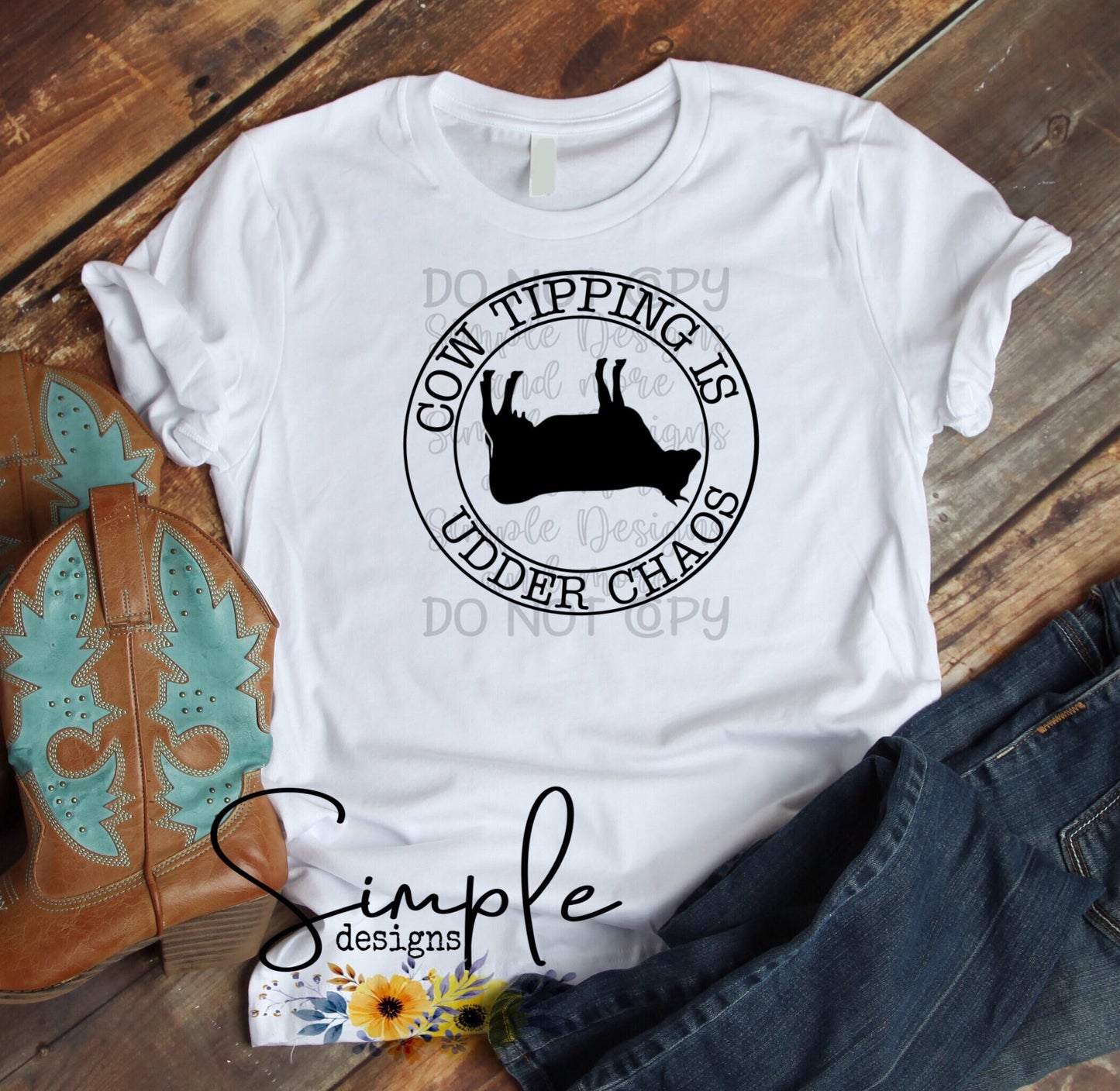 Cow Tipping is Udder Chaos Sublimation Heat Transfer Sheets