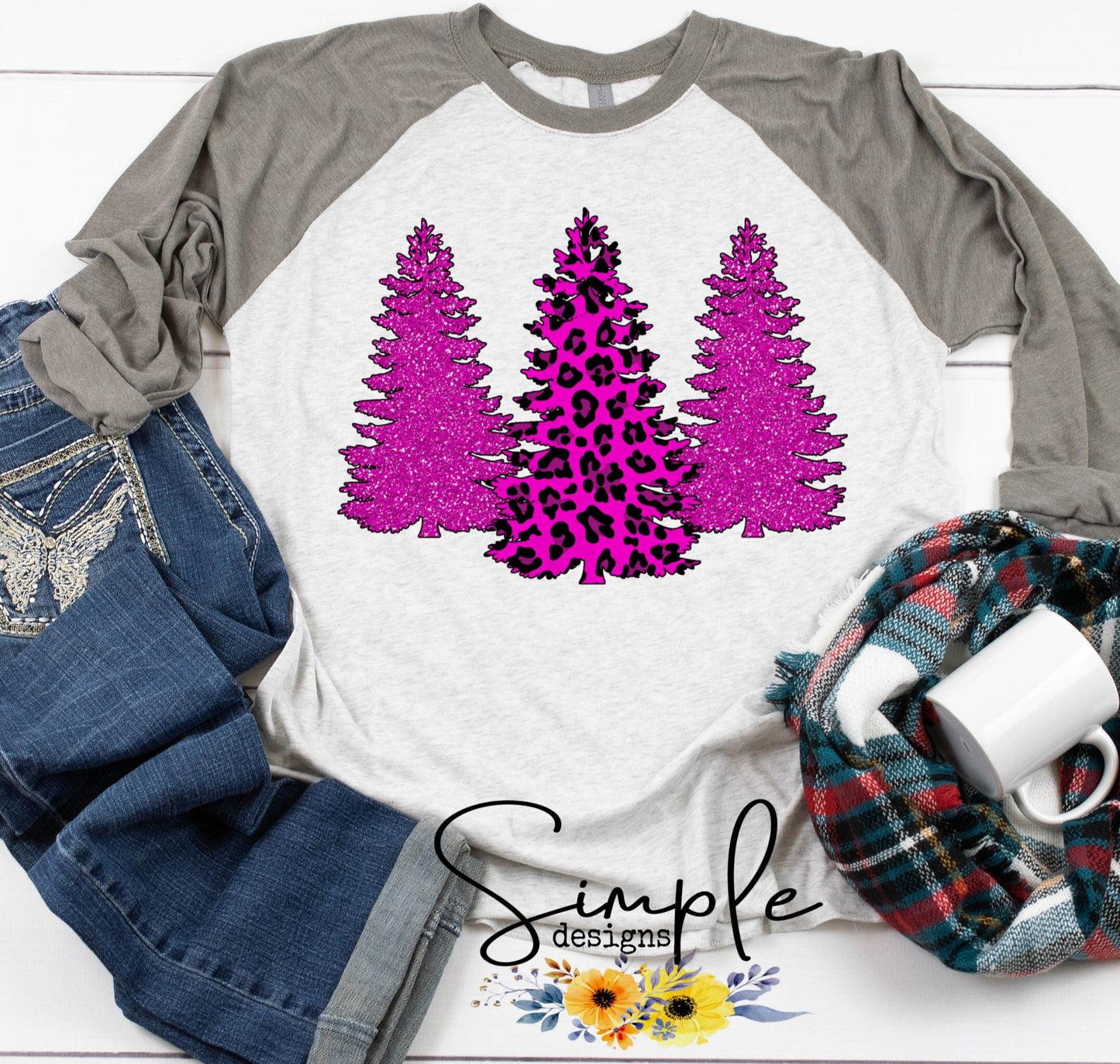 Pink Christmas Trees Sublimation Heat Transfer Sheet