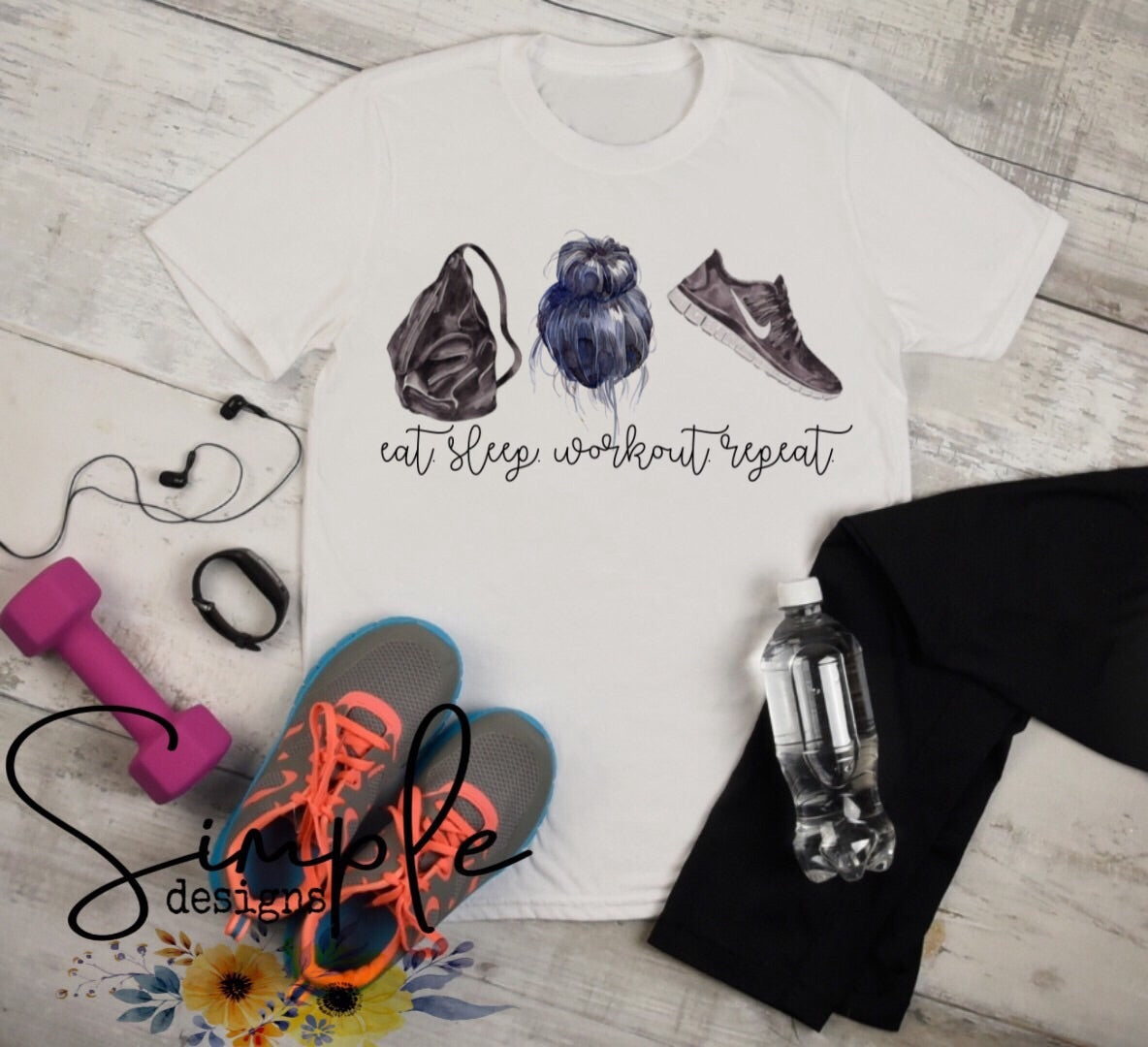 Eat Sleep Workout Repeat Sublimation Heat Transfer Sheets