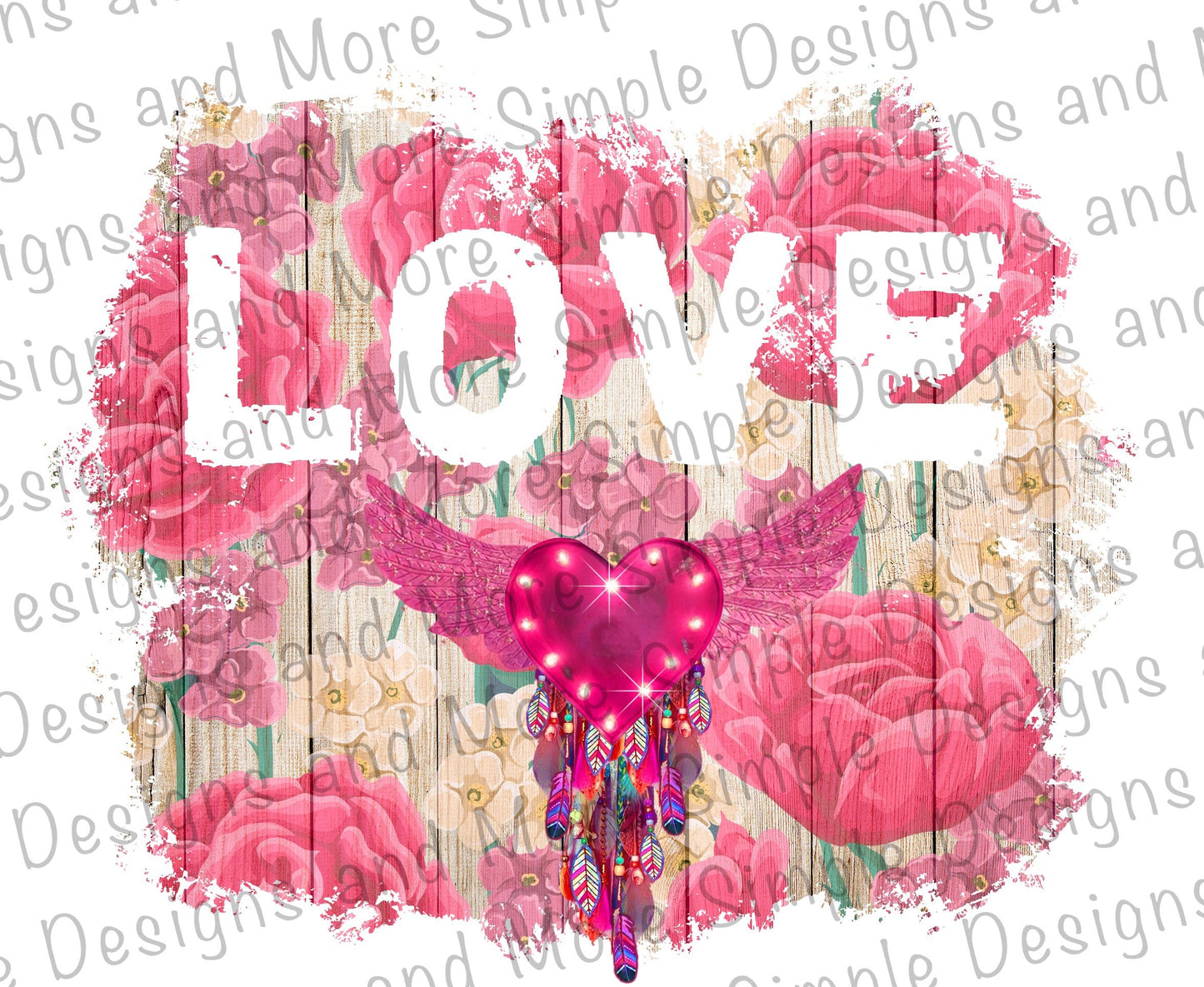 Love Rose Heart Valentine’s Day Sublimation Heat Transfer Sheets