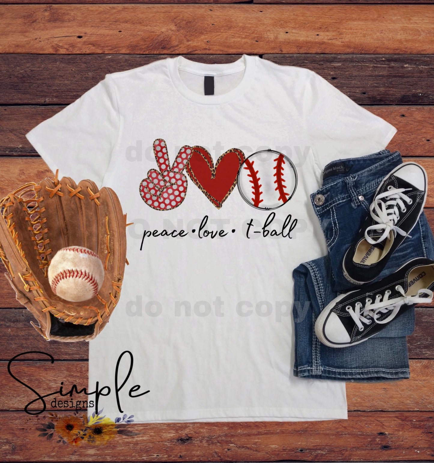 Peace Love T-ball Sports Sublimation Heat Transfer Sheet