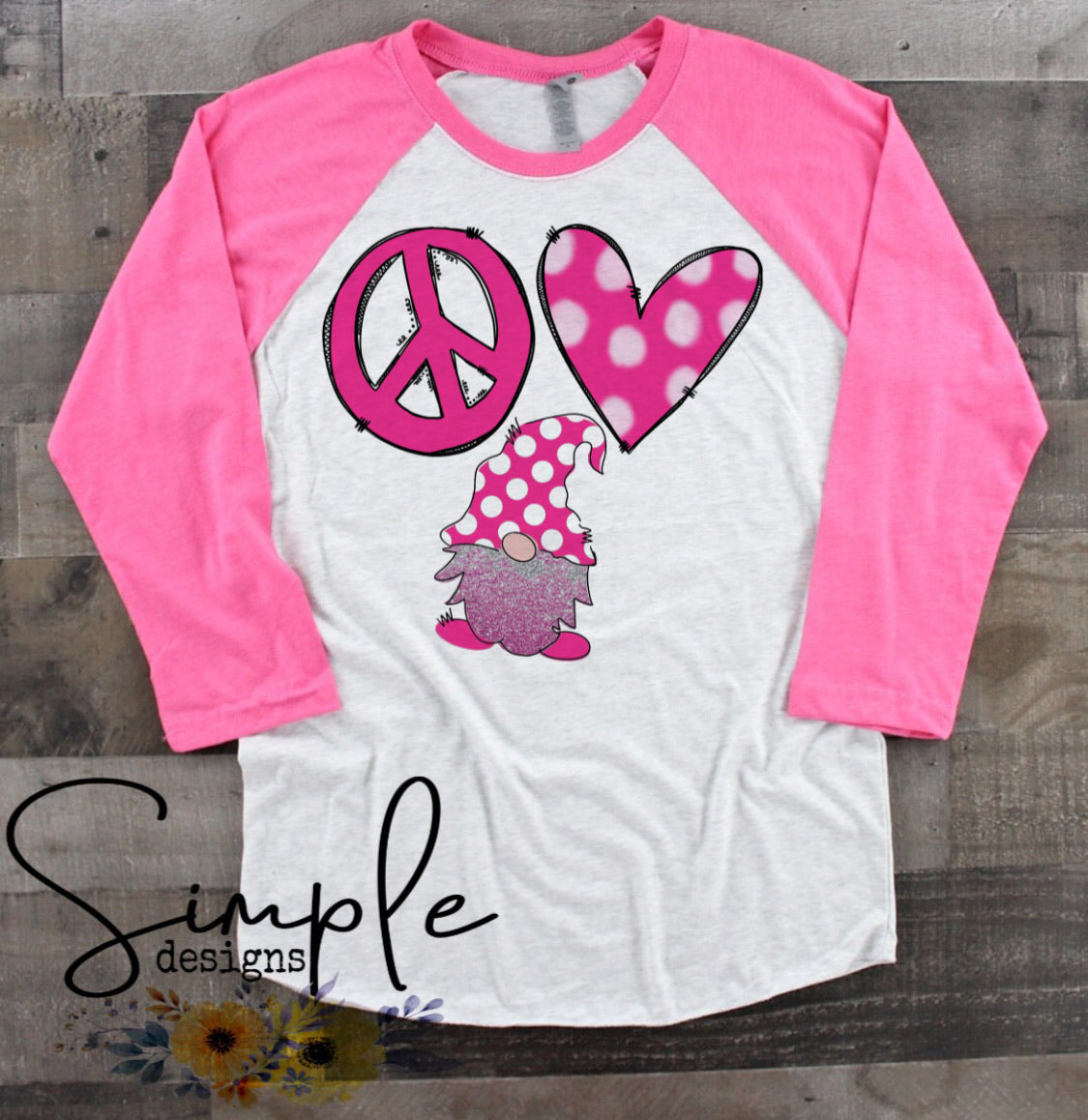 Peace Love Gnome Sublimation Heat Transfer Sheet