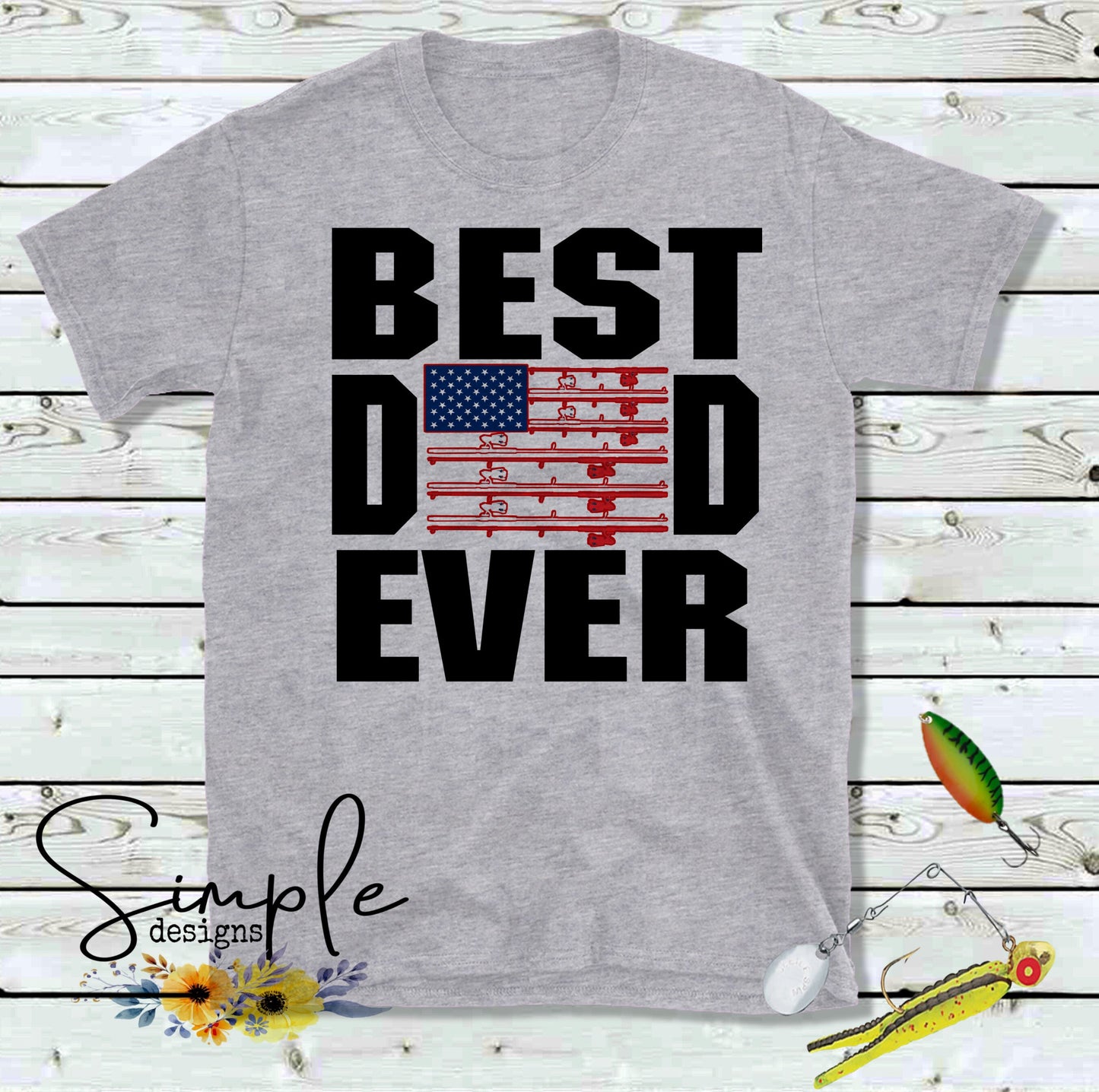 Fishing Pole Flag BEST DAD EVER Custom Sublimation Heat Transfer Sheet