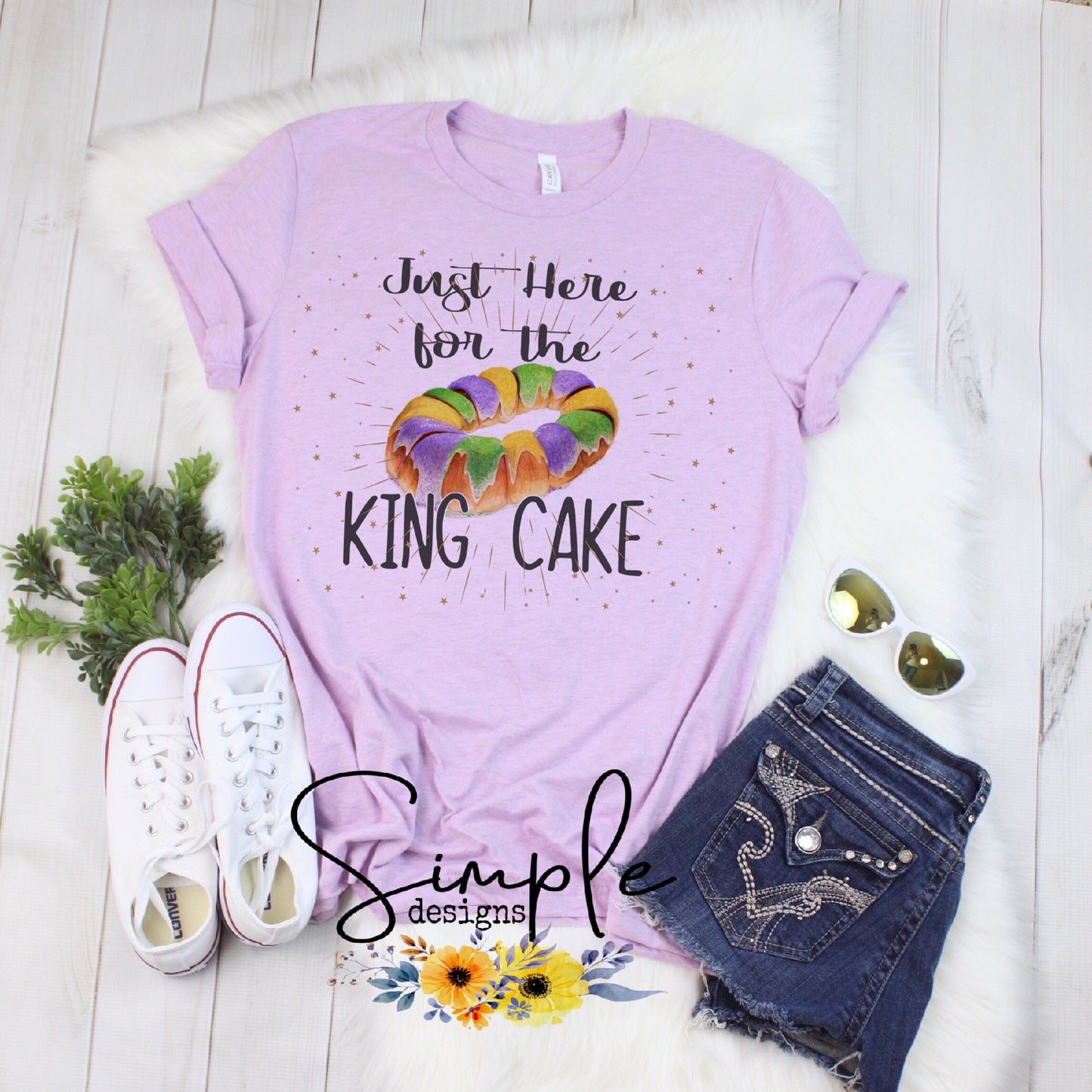 Just Here for the King Cake Mardi Gras Sublimation Heat Transfer Sheets