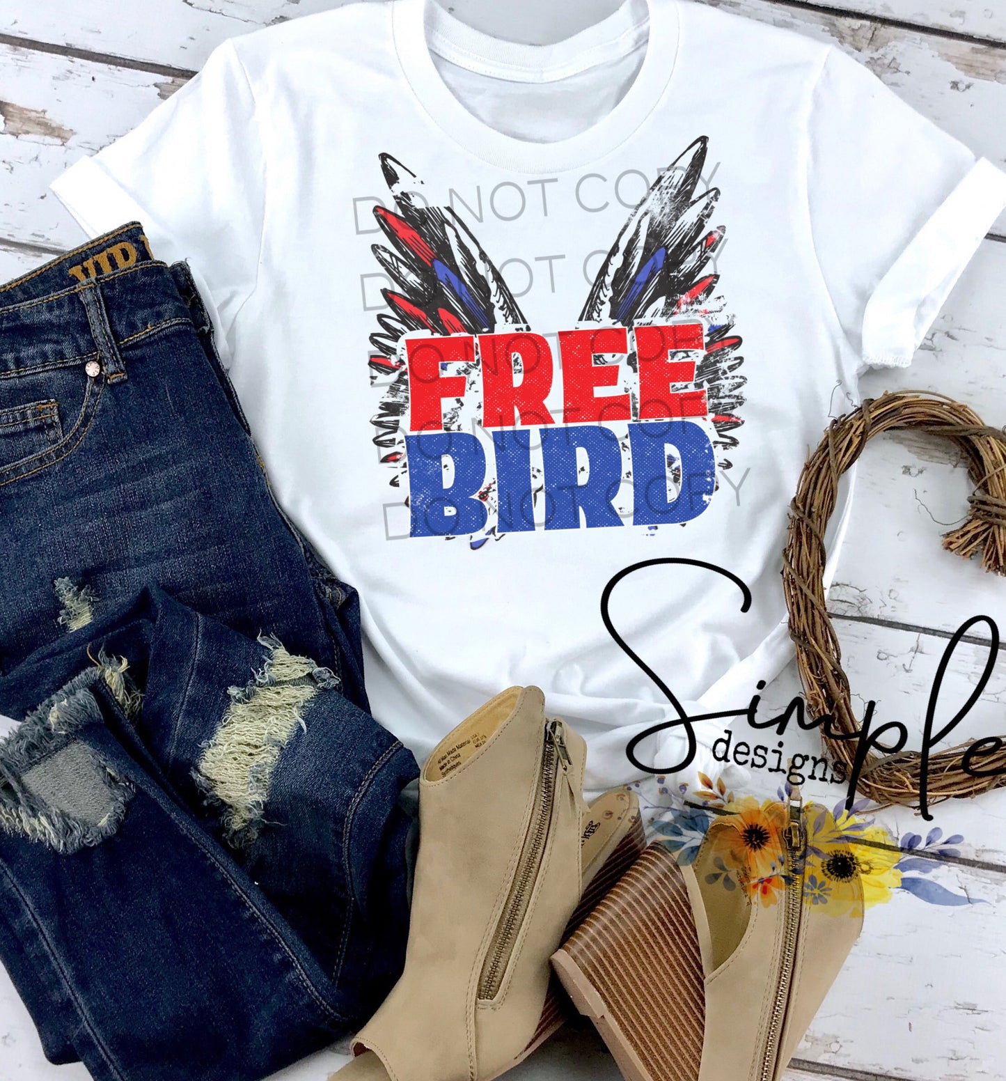 Free Bird Red White and Blue Sublimation Heat Transfer Sheets