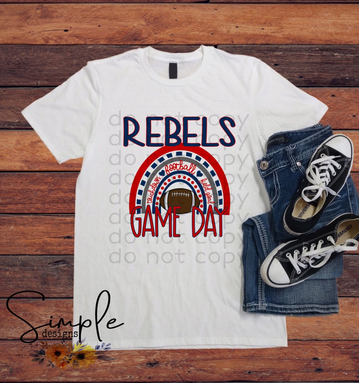 Rebels Game Day, Football Team Rainbow Sublimation Heat Transfer Sheets