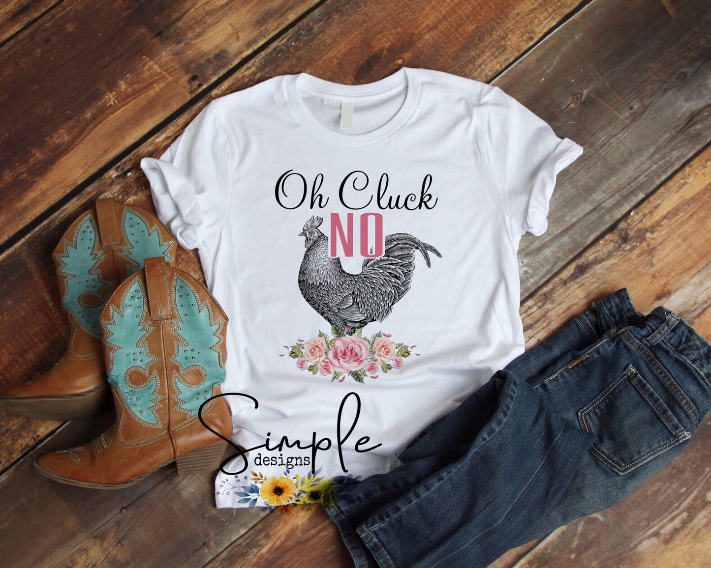 Floral Oh Cluck No Sublimation Heat Transfer Sheet