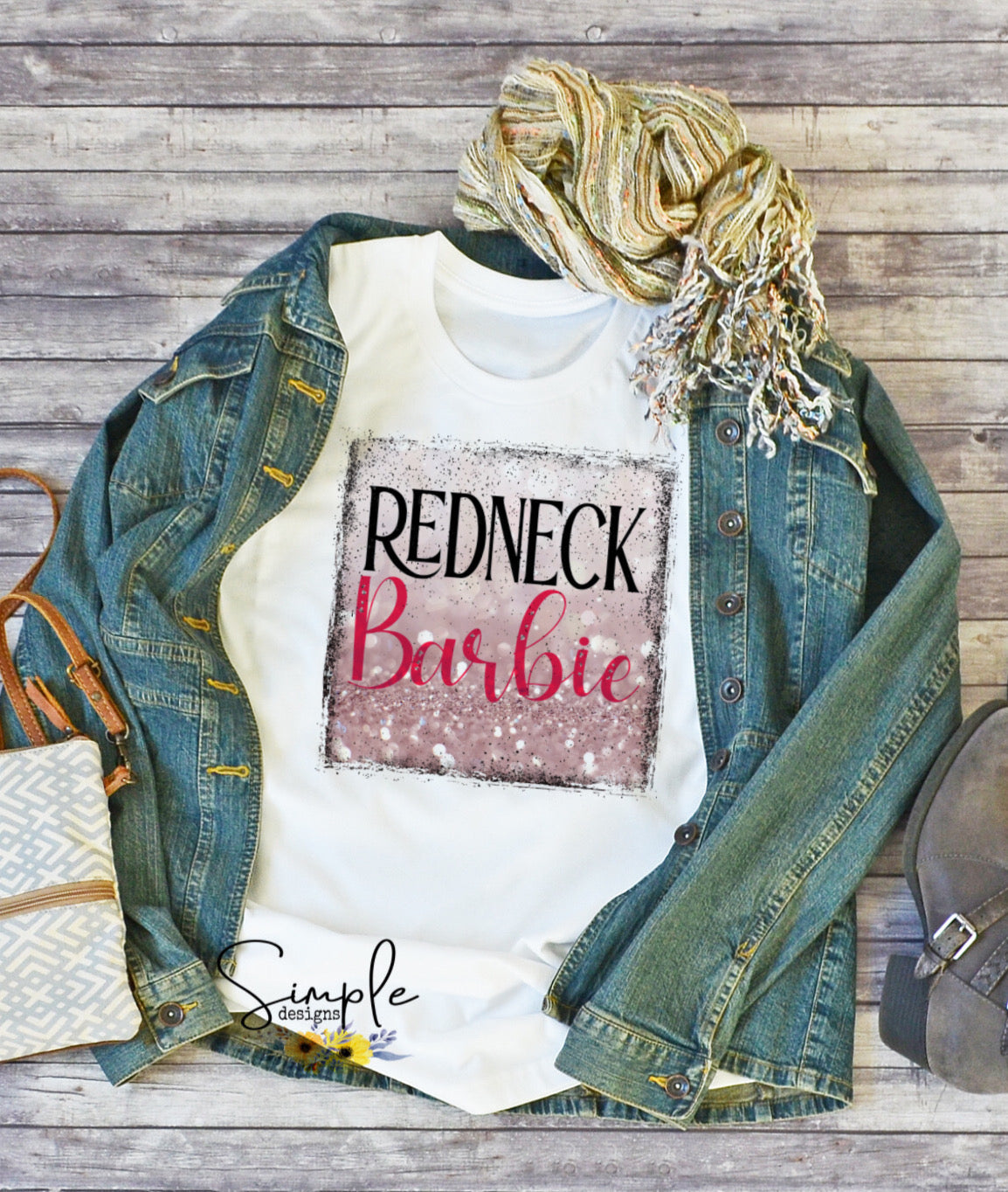 Redneck Barbie Pink Glitter Sublimation Heat Transfer Sheet