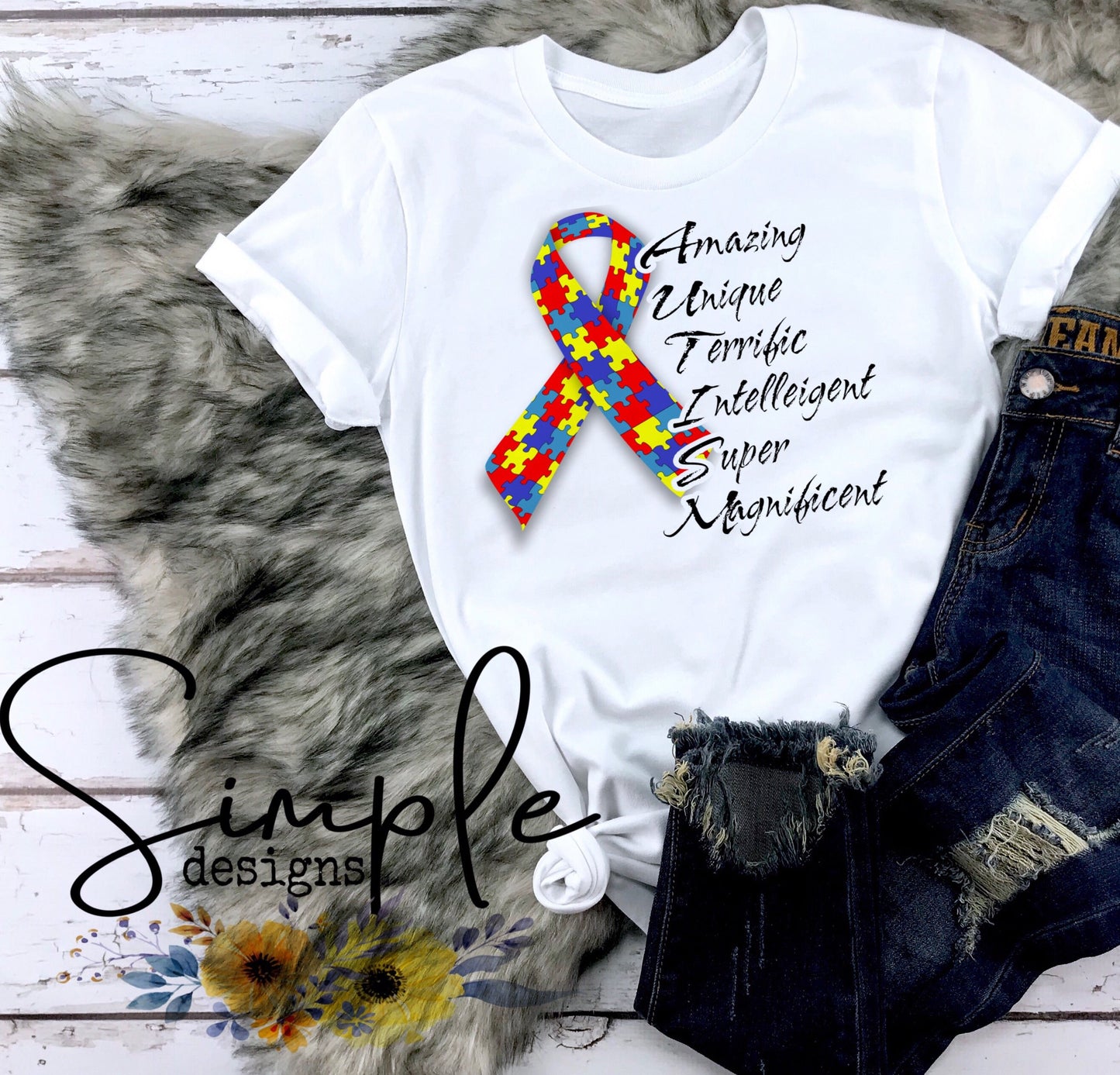 Autism Ribbon Awareness Sublimation Heat Transfer Sheet