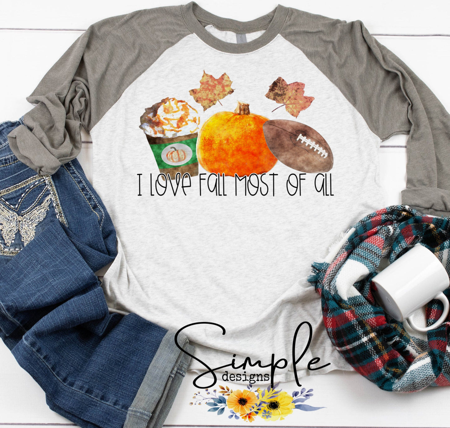 I Love Fall Most of All Pumpkin Spice, Pumpkin and Football Sublimation Heat Transfer Sheet