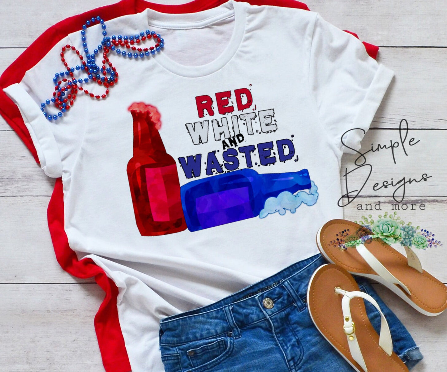Red White and Wasted Patriotic Sublimation Heat Transfer Sheet