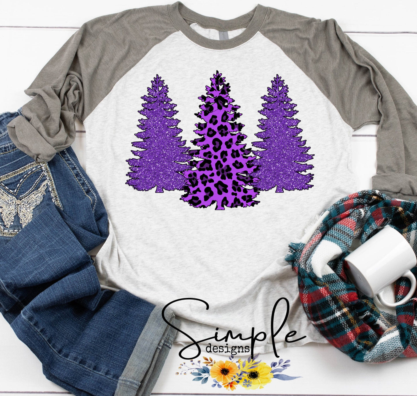 Purple Christmas Trees Sublimation Heat Transfer Sheet