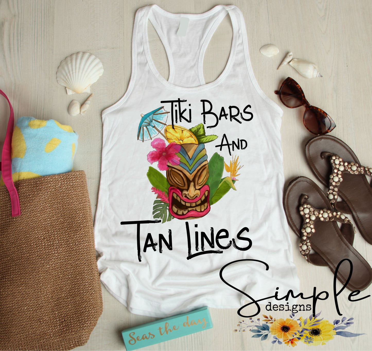 Tiki Bars and Tan Lines Sublimation Heat Transfer Sheet