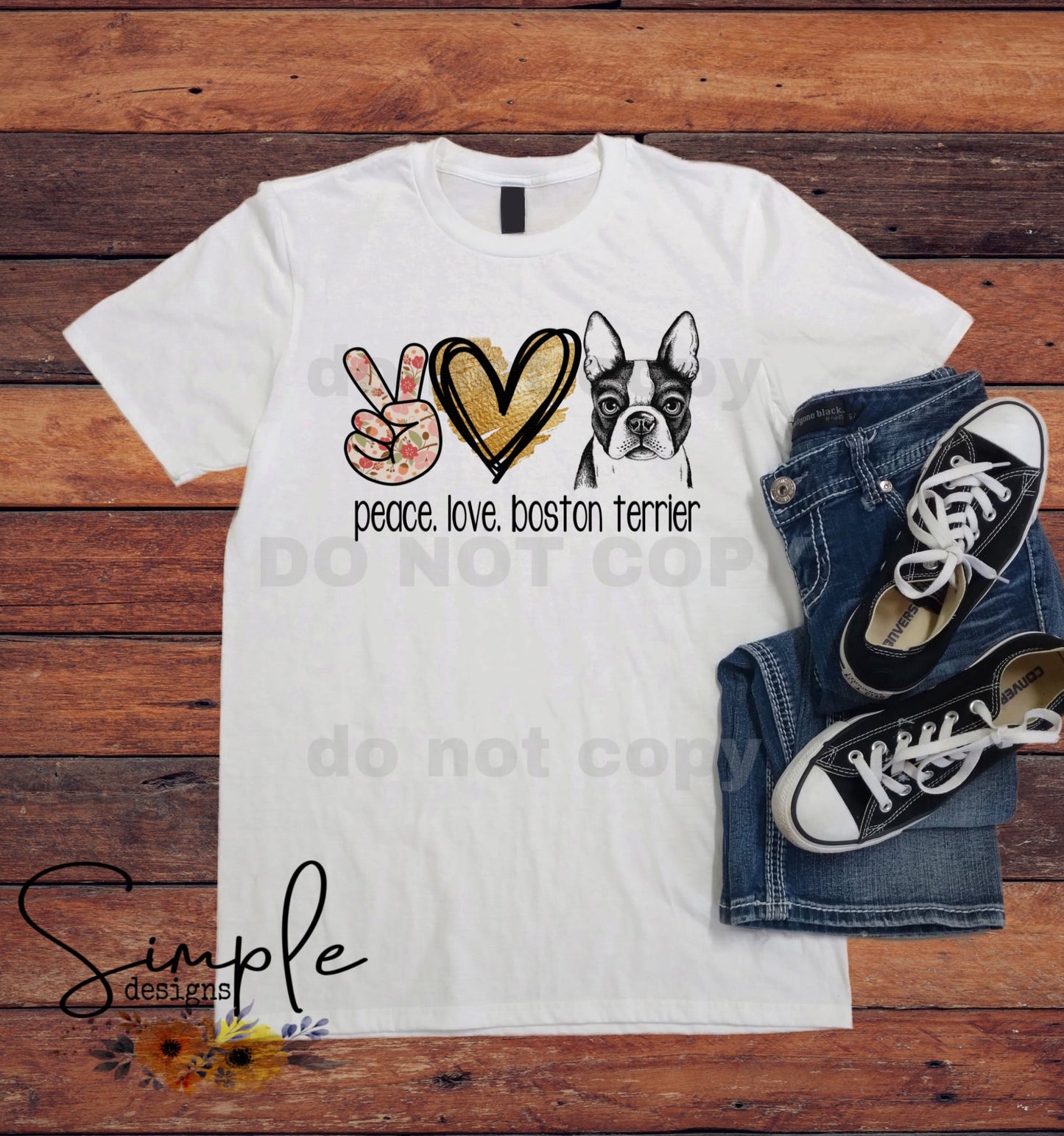 Peace Love Pet Boston Terrier Sublimation Heat Transfer Sheet