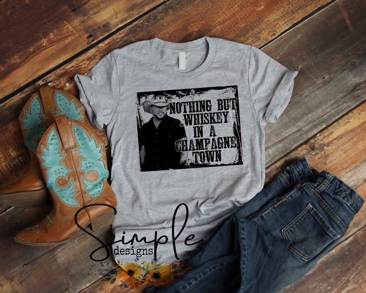 Nothing But Whiskey in a Champagne Town Circle Frame Country Music Sublimation Heat Transfer Sheets