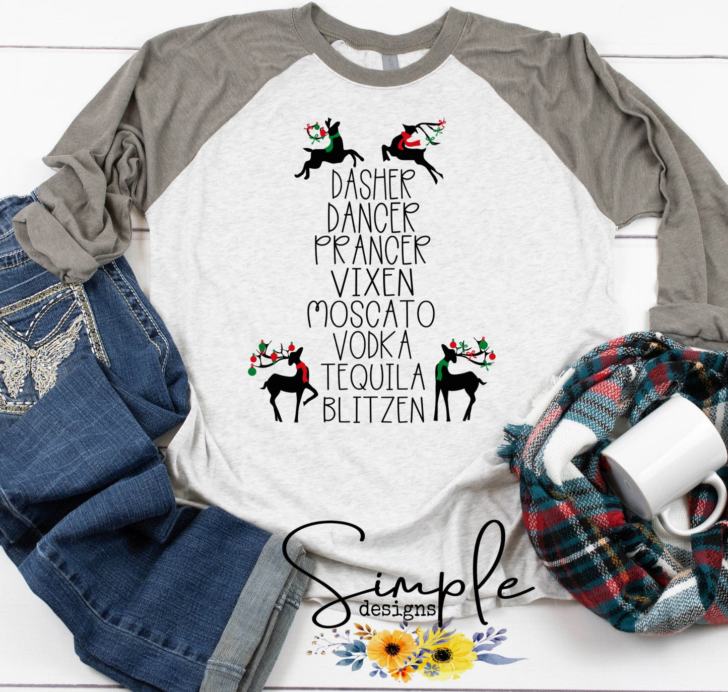 Reindeer Names Sublimation Heat Transfer Sheet
