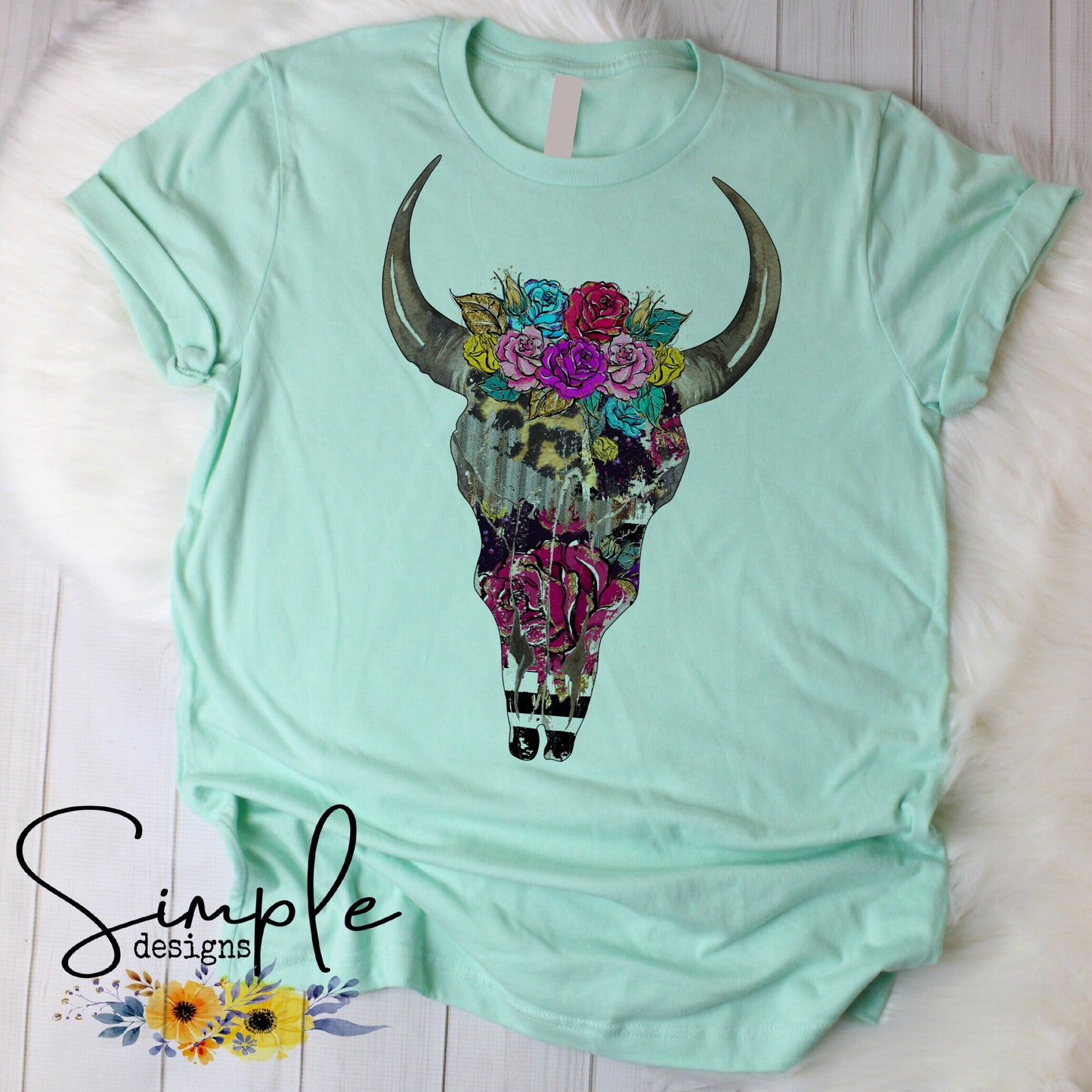 Boho Skull Floral Sublimation Heat Transfer Sheets