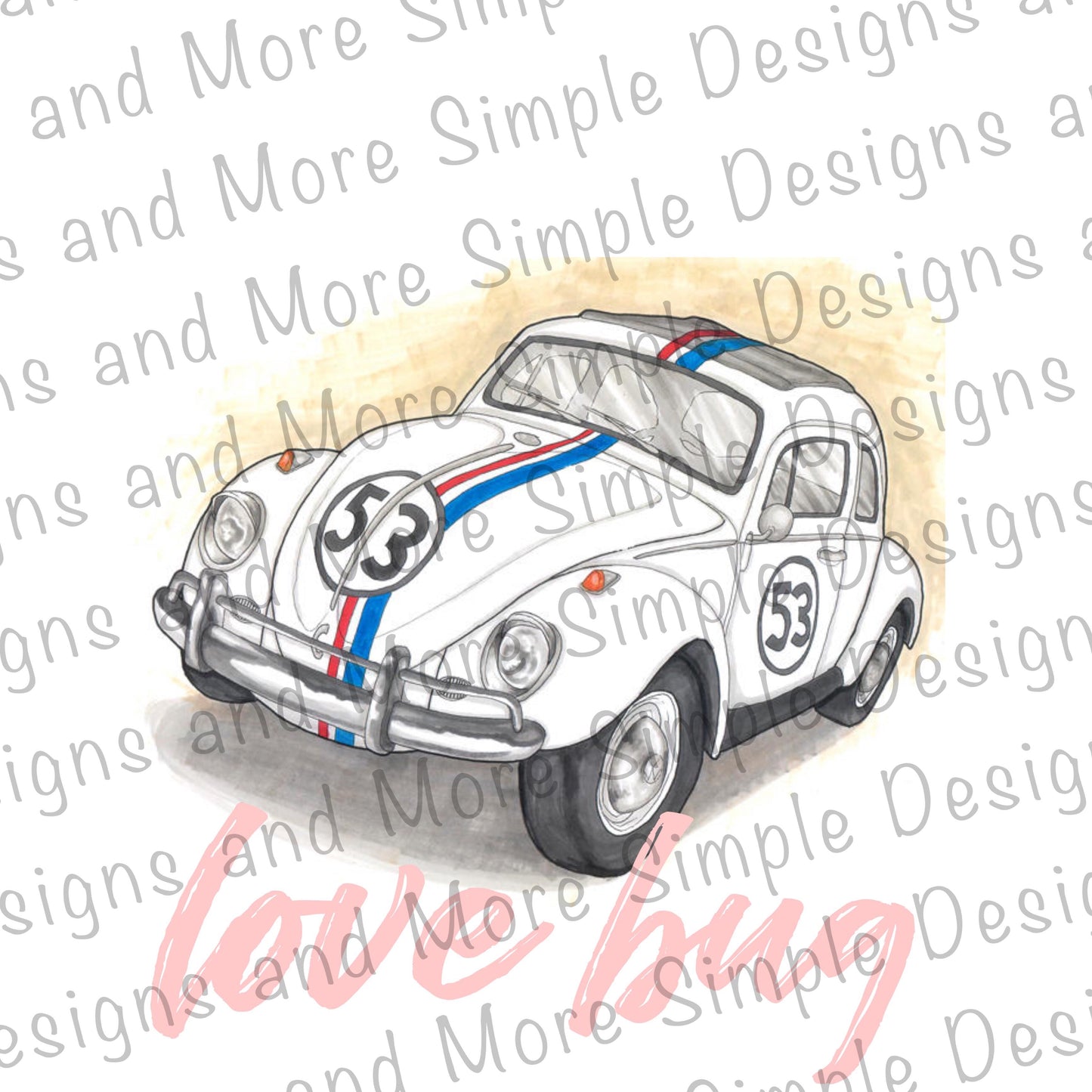 Herbie Love Bug Valentine’s Day Sublimation Heat Transfer Sheets
