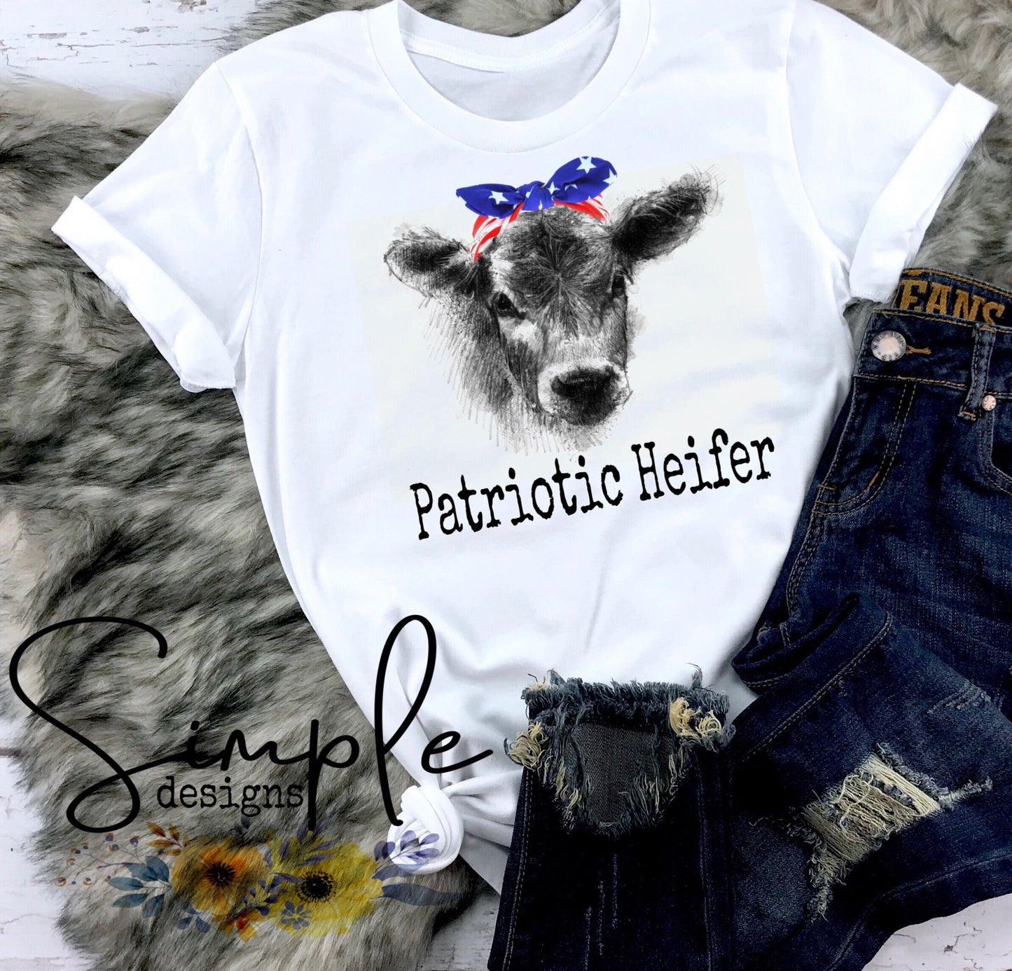 Patriotic Heifer Sublimation Heat Transfer Sheet