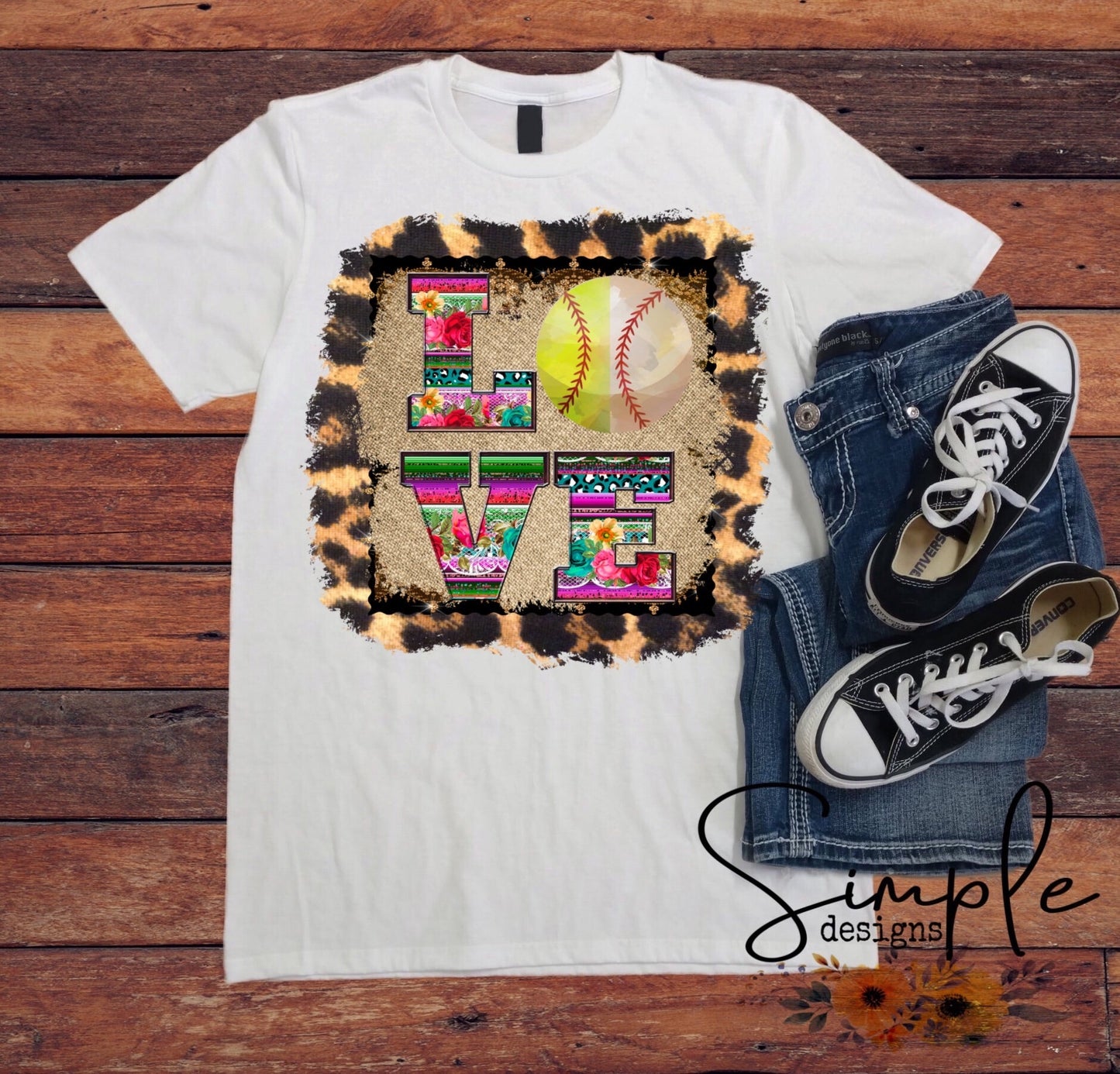 Love Baseball and Softball Sublimation Heat Transfer Sheet