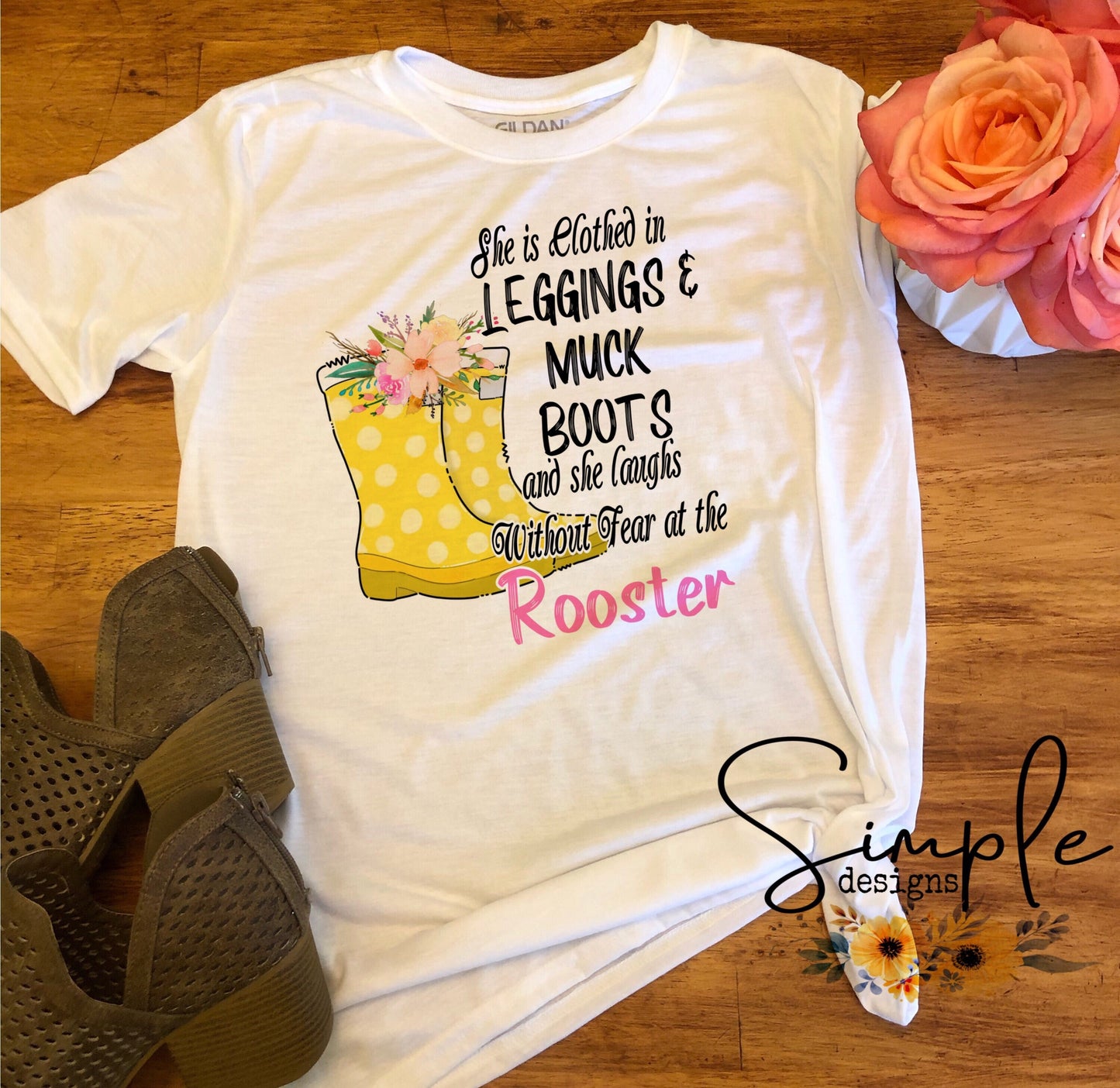 She is Clothed in Leggings and Muck Boots Sublimation Heat Transfer Sheet