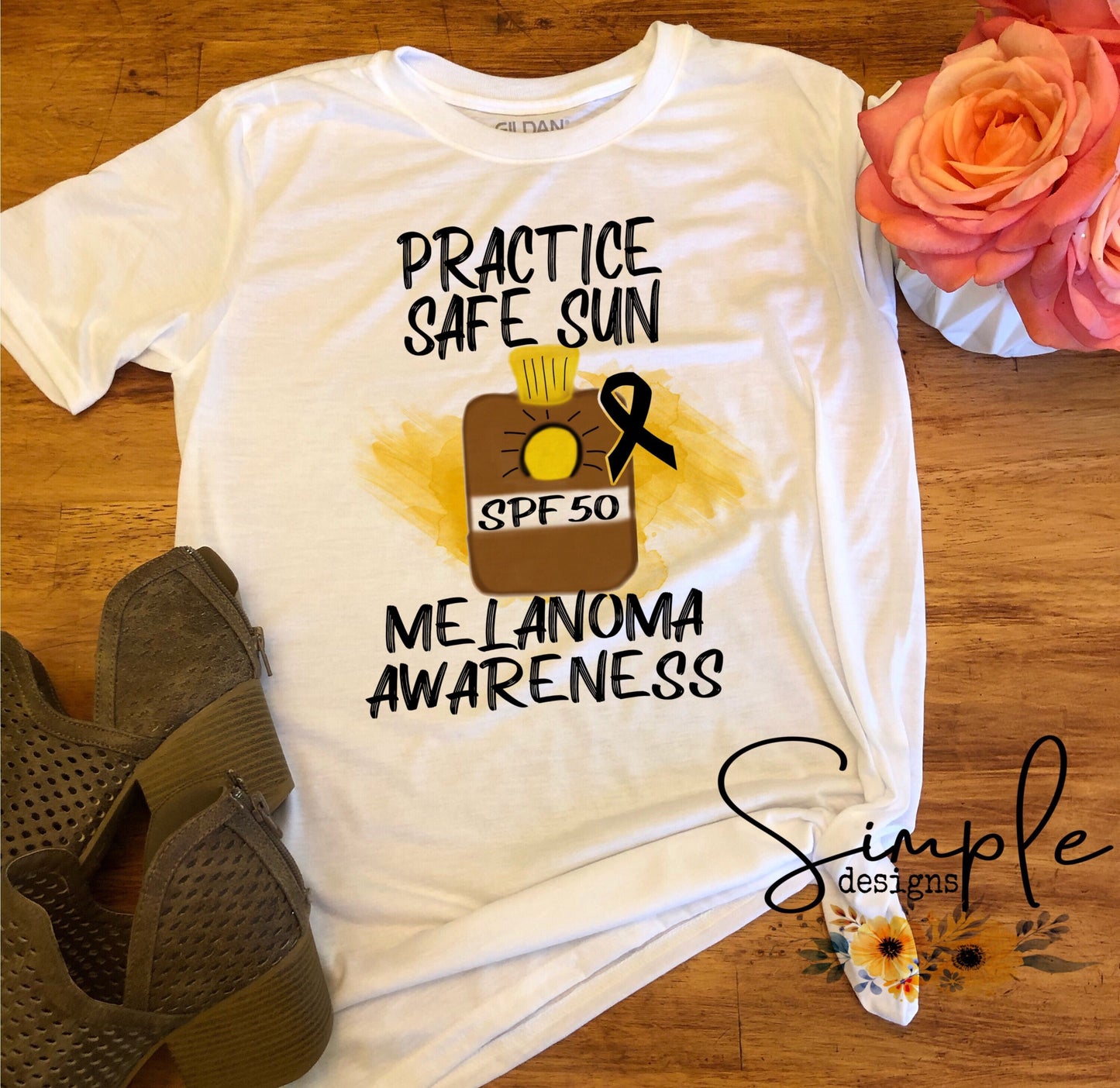 Practice Sun Safety Melanoma Awareness Sublimation Heat Transfer Sheet