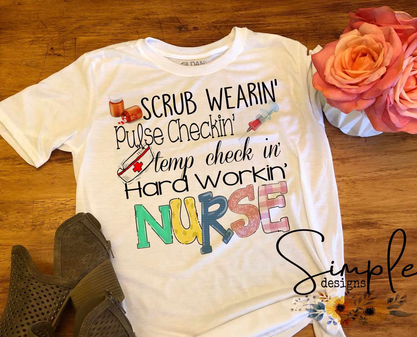 Scrub Wearin Pulse Checkin Nurse Sublimation Heat Transfer Sheets