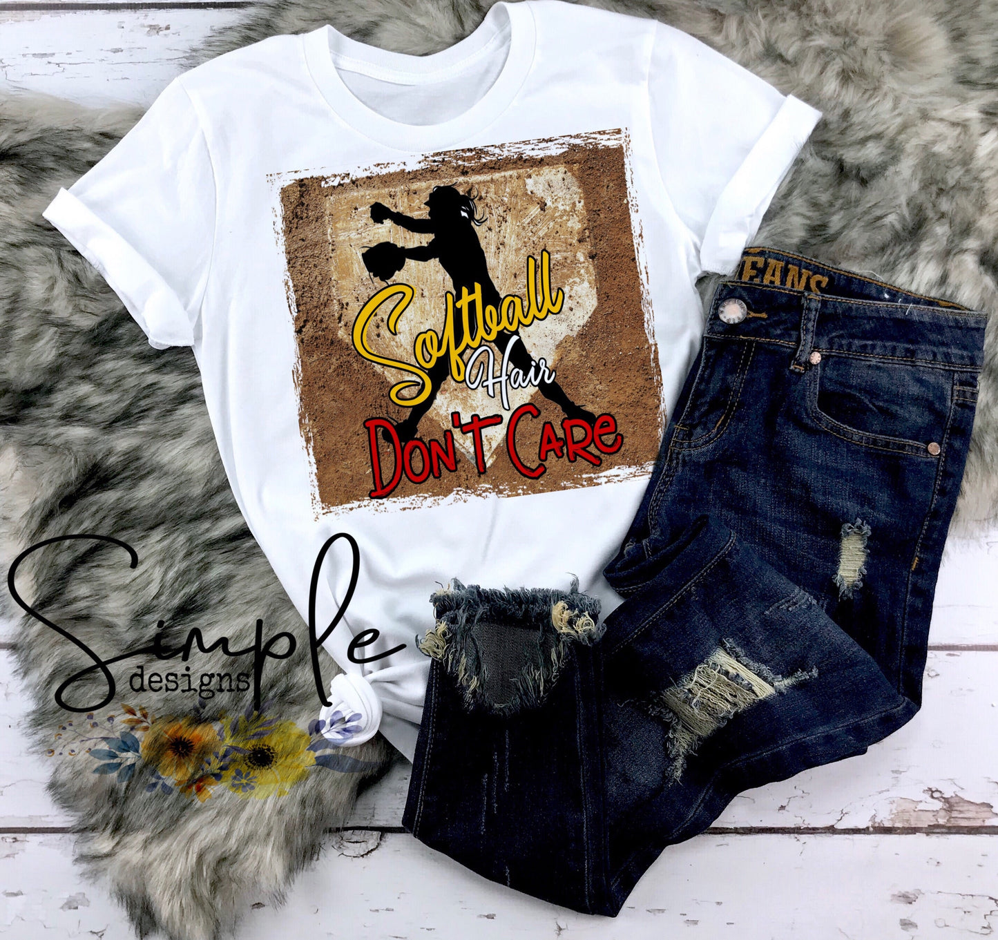Dusty Plate Softball Hair Don’t Care Sublimation Heat Transfer Sheet