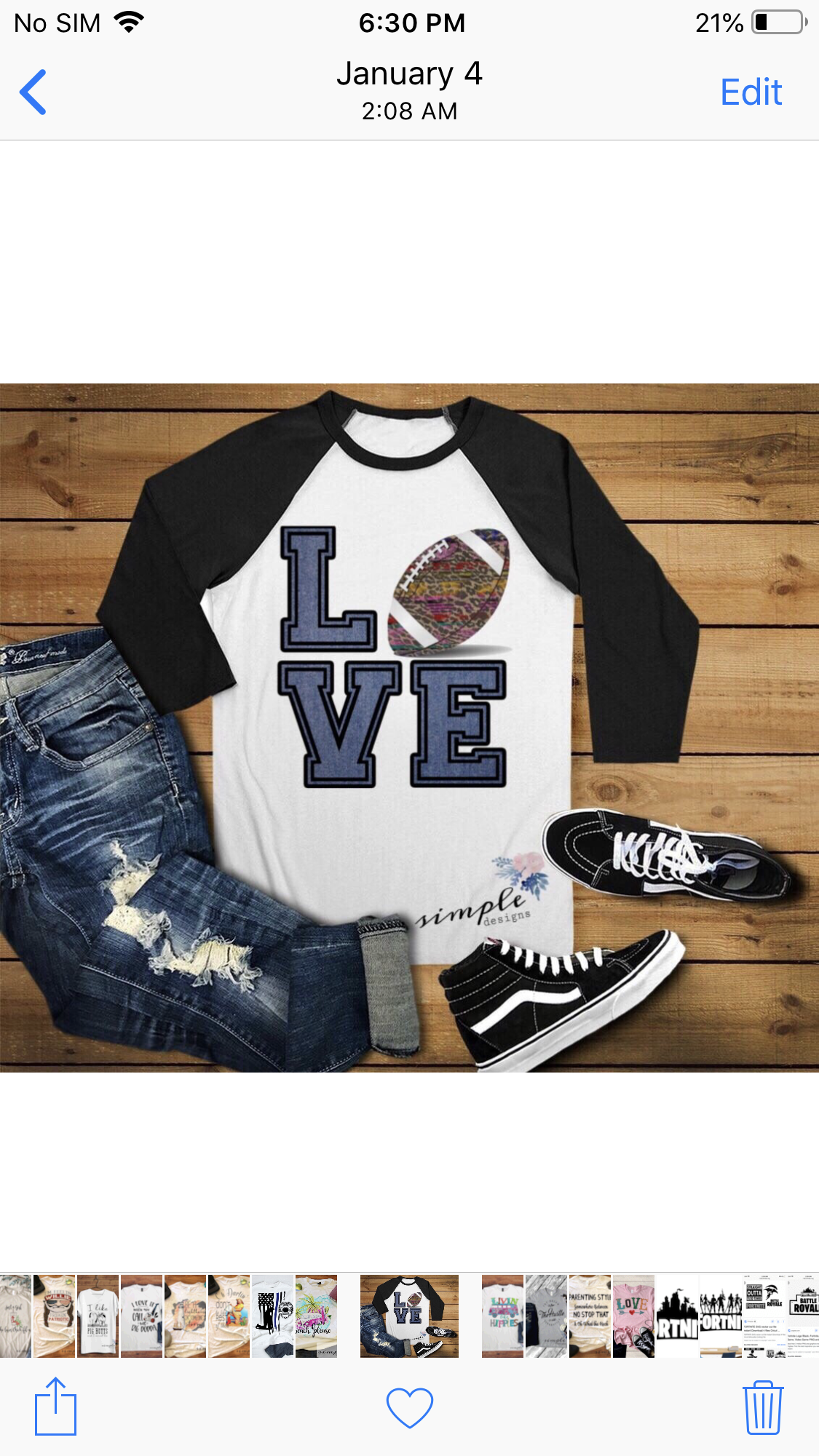 Love Football Sublimation Heat Transfer Sheet