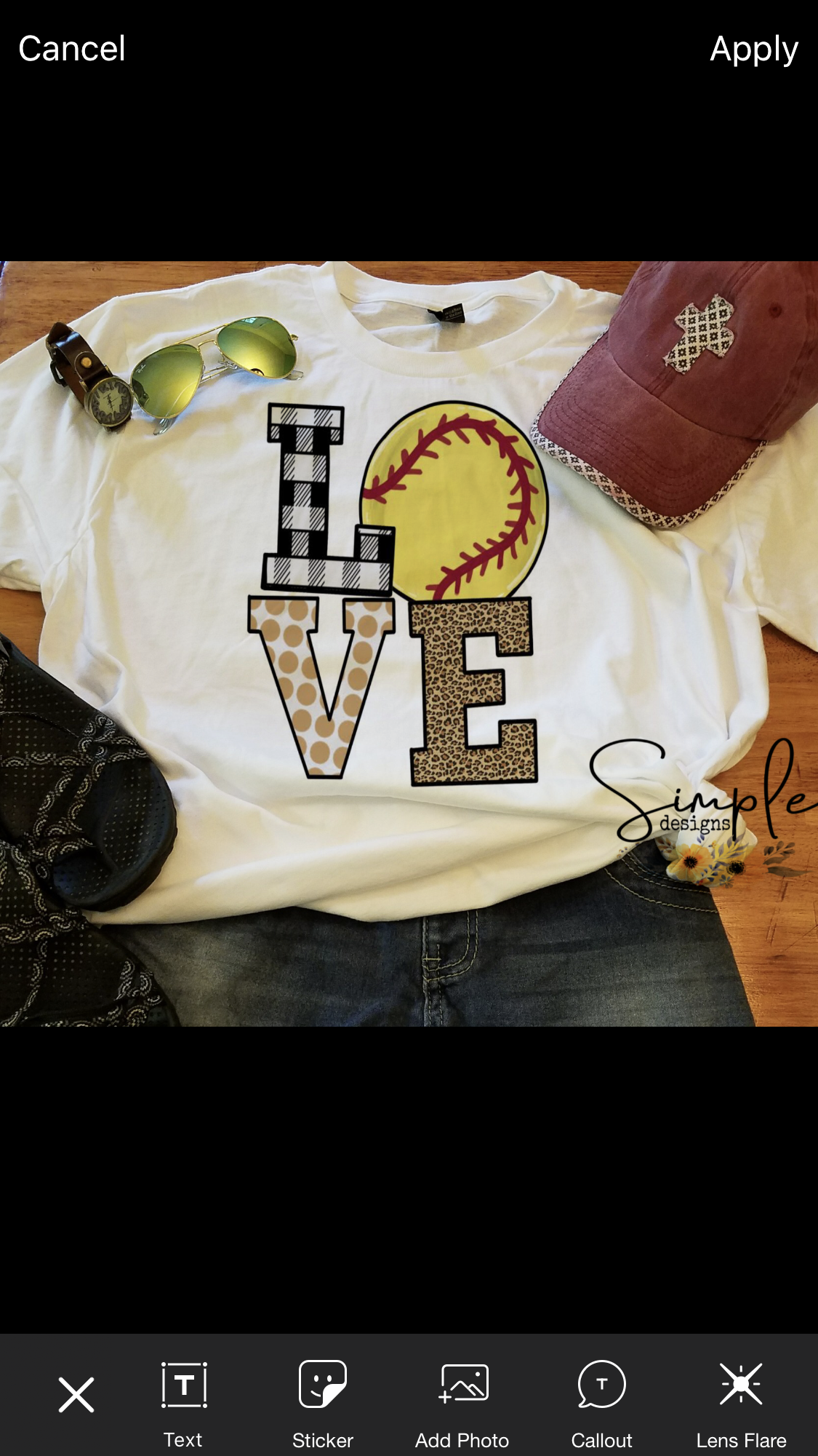Softball LOVE No Frame Sublimation Heat Transfer Sheet